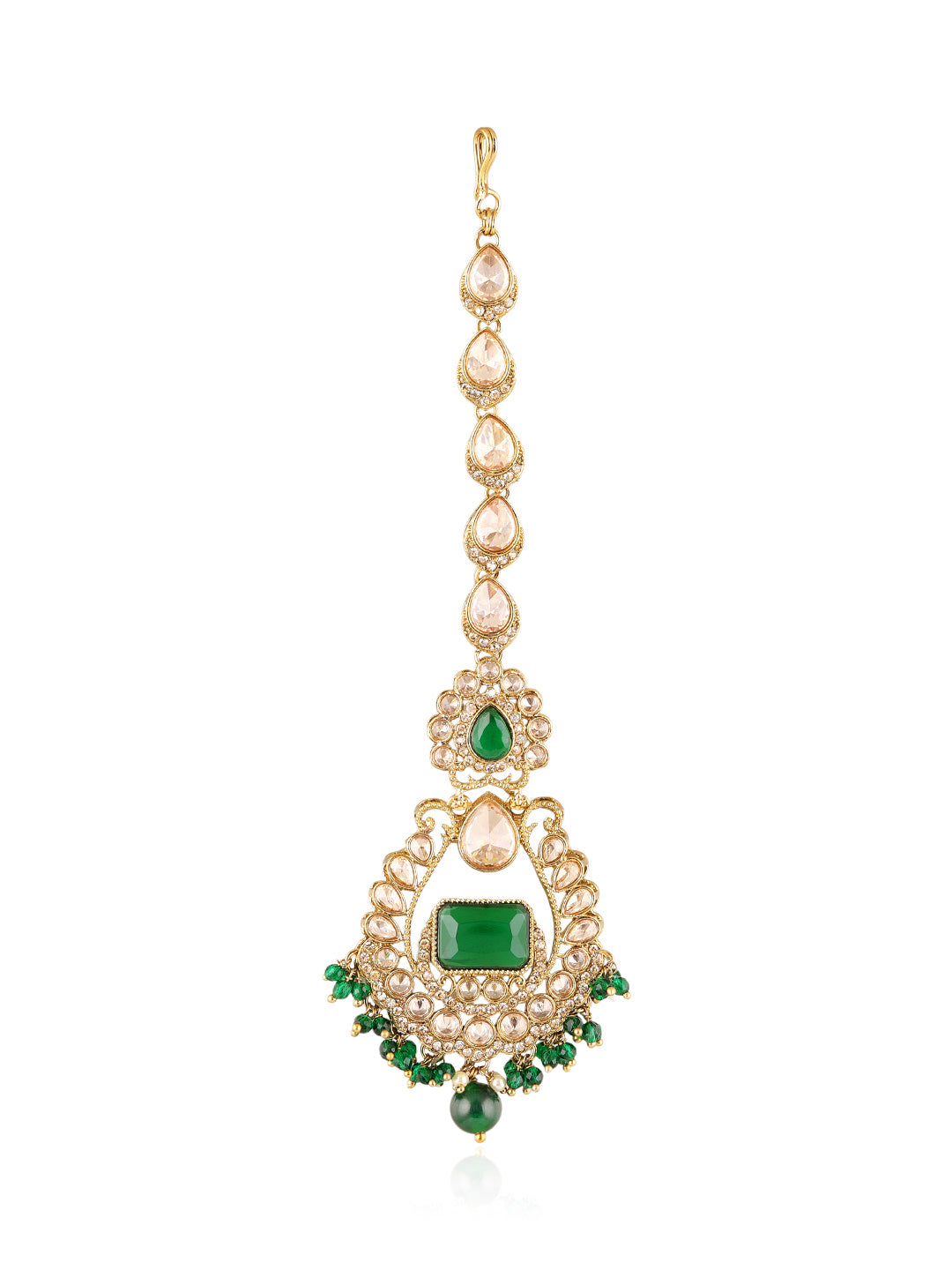 Itrani Emerald Glow centre stone Earring & Maang Tikka Set