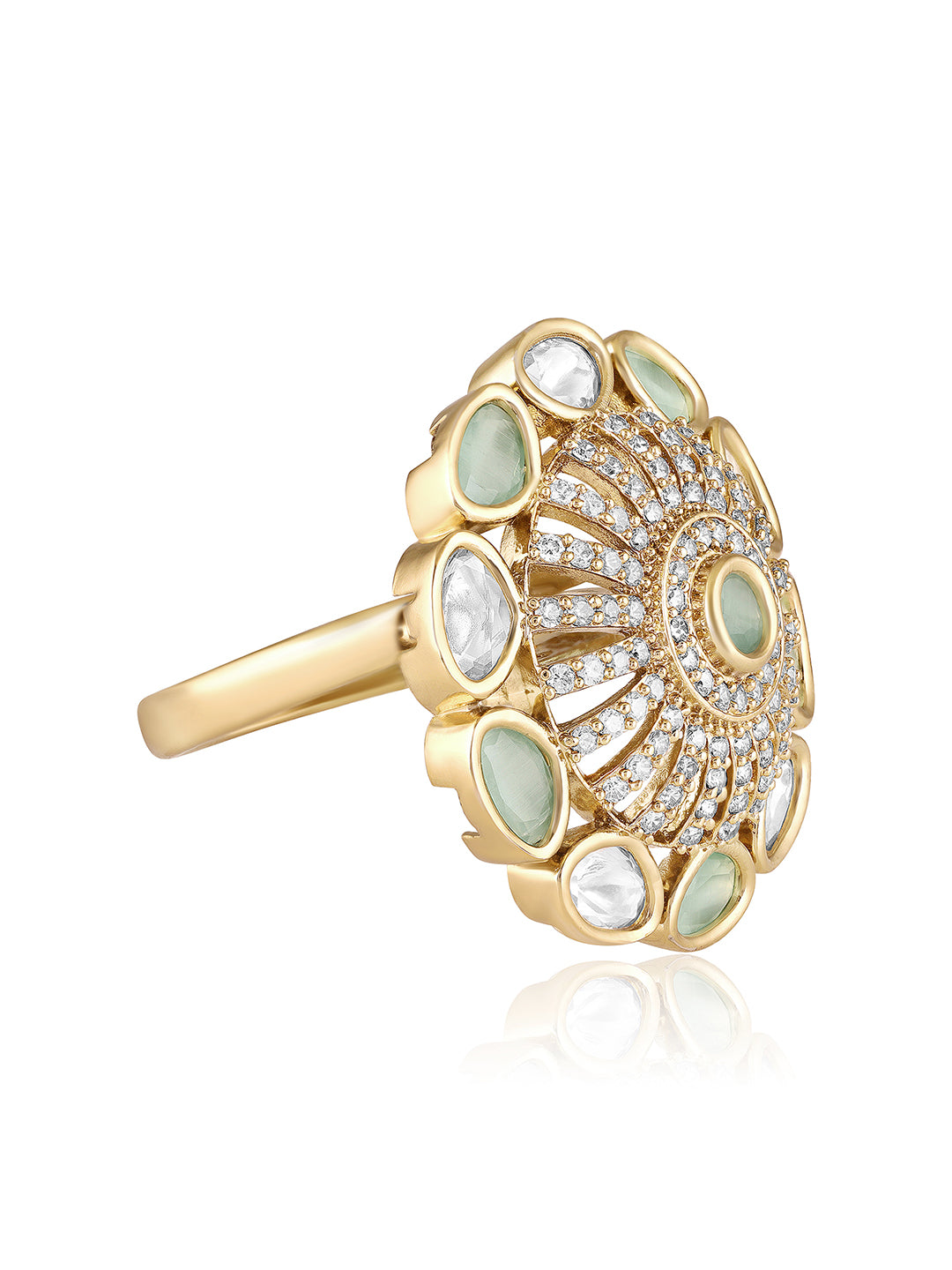 Itrani Celestial Radiance Mint Green &  Pink Stone Statement Ring