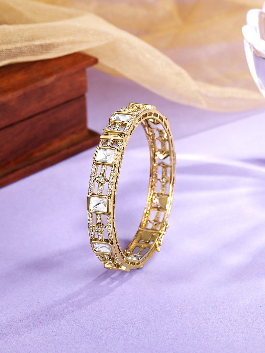 Itrani Gilded Blush Clear Polki Bangles