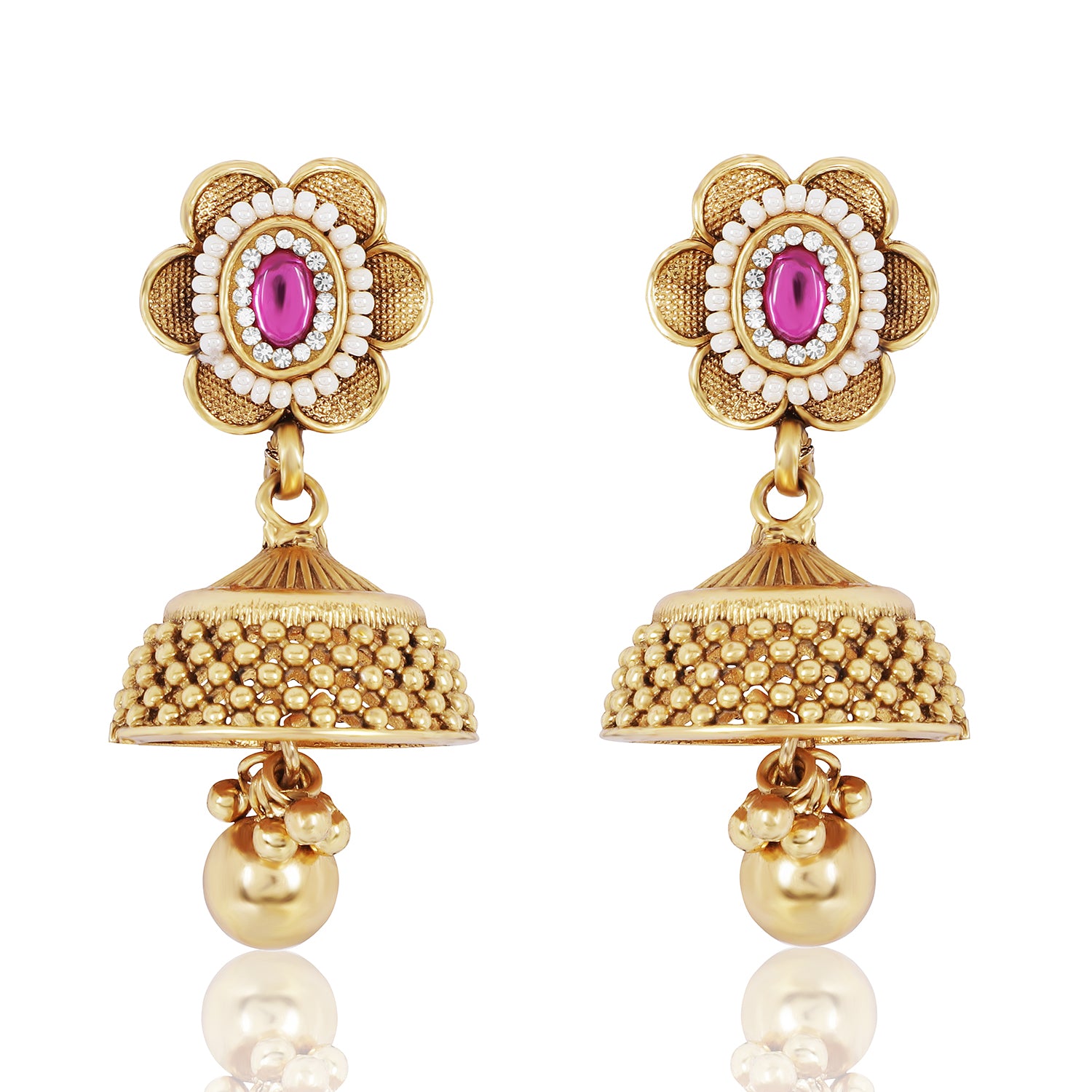 Itrani Rajwadi Gold Finish Polki Necklace with Ruby & Emerald Accents