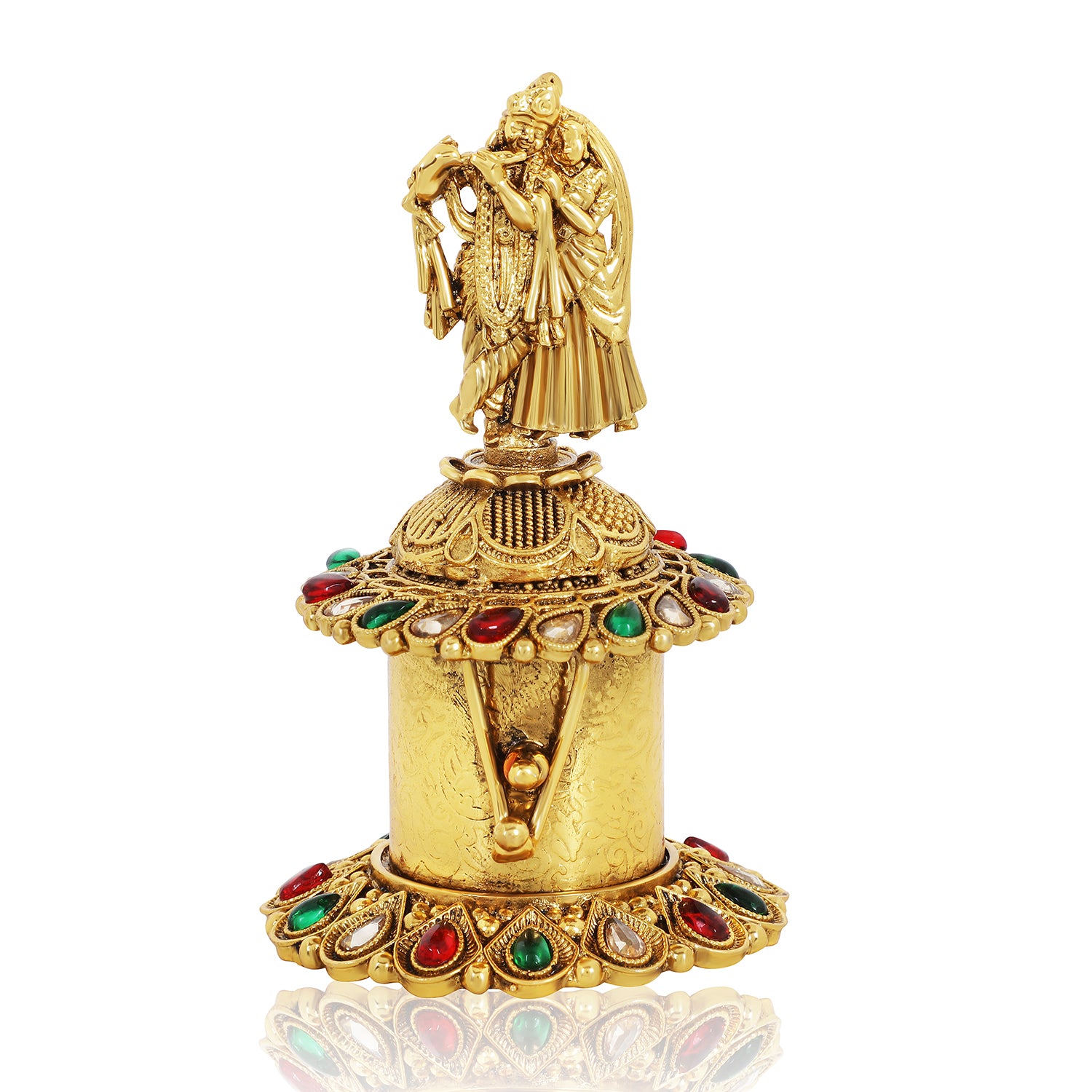 Itrani Regal Bloom Sindoor Box with Multicolor Stones