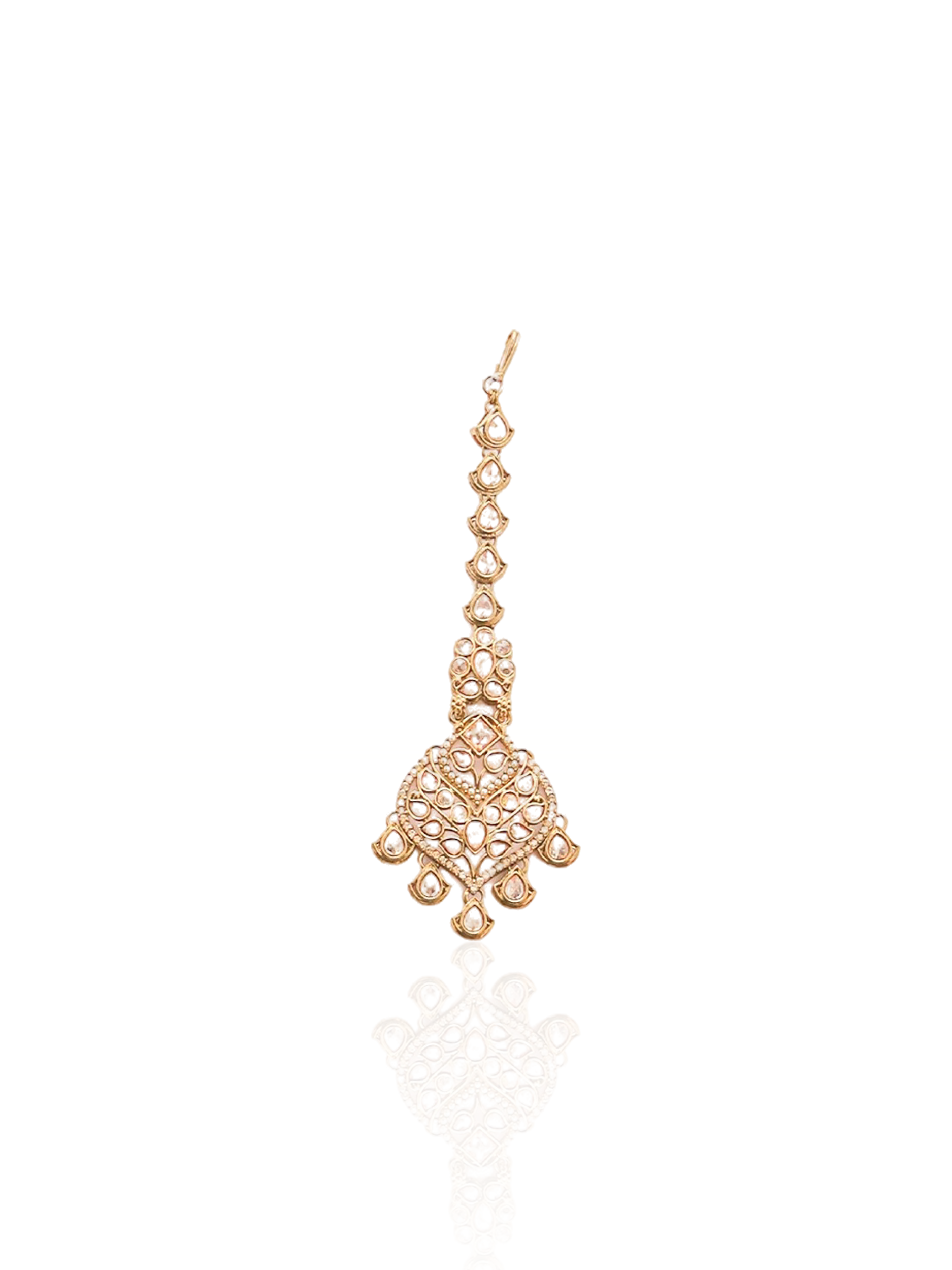 Itrani LCT Reverse AD Stone Choker Set – Traditional Brass Necklace with Earrings & Maang Tikka