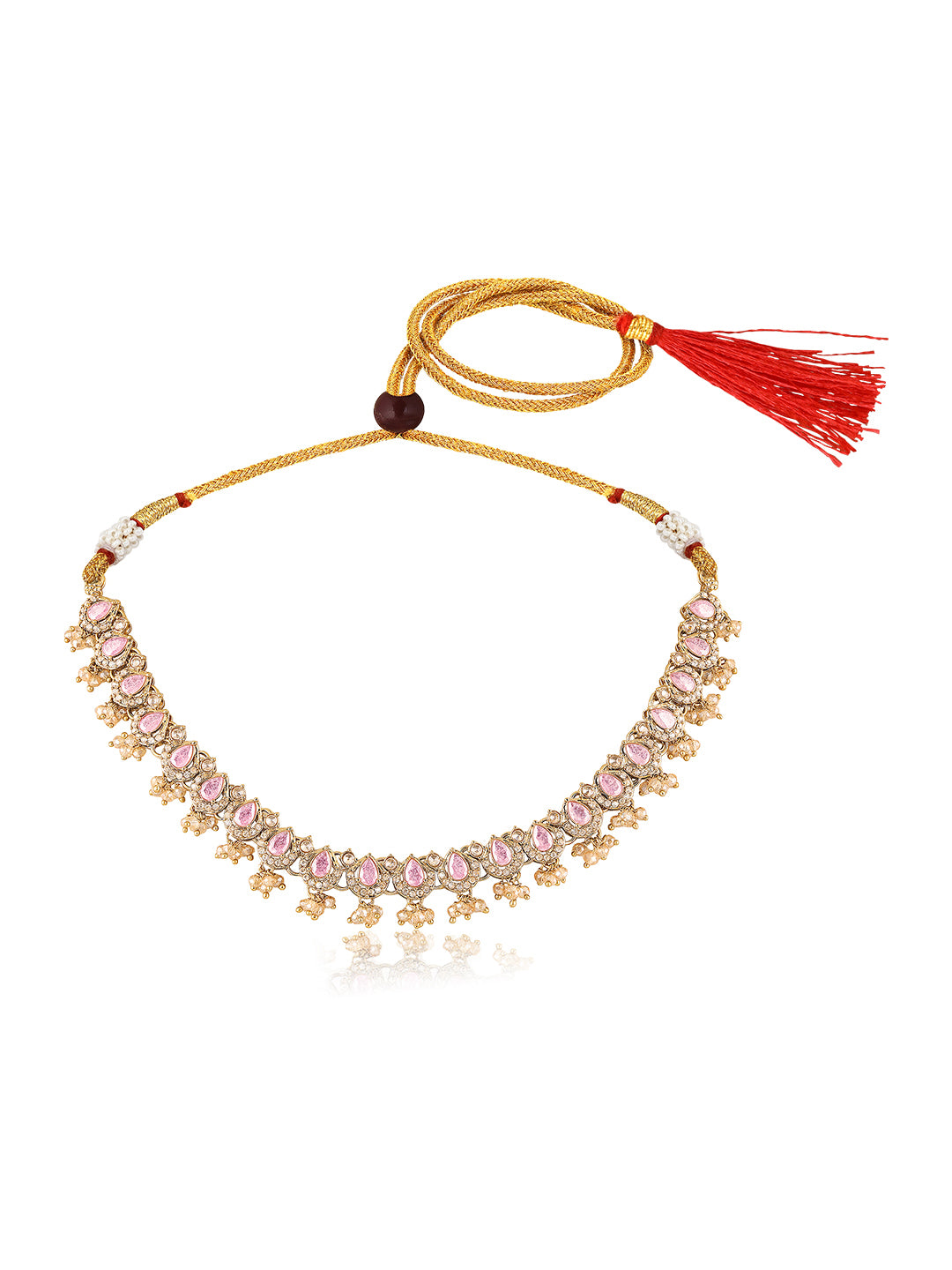 Itrani Pink Colour Stone Royalty Antique Necklace Set