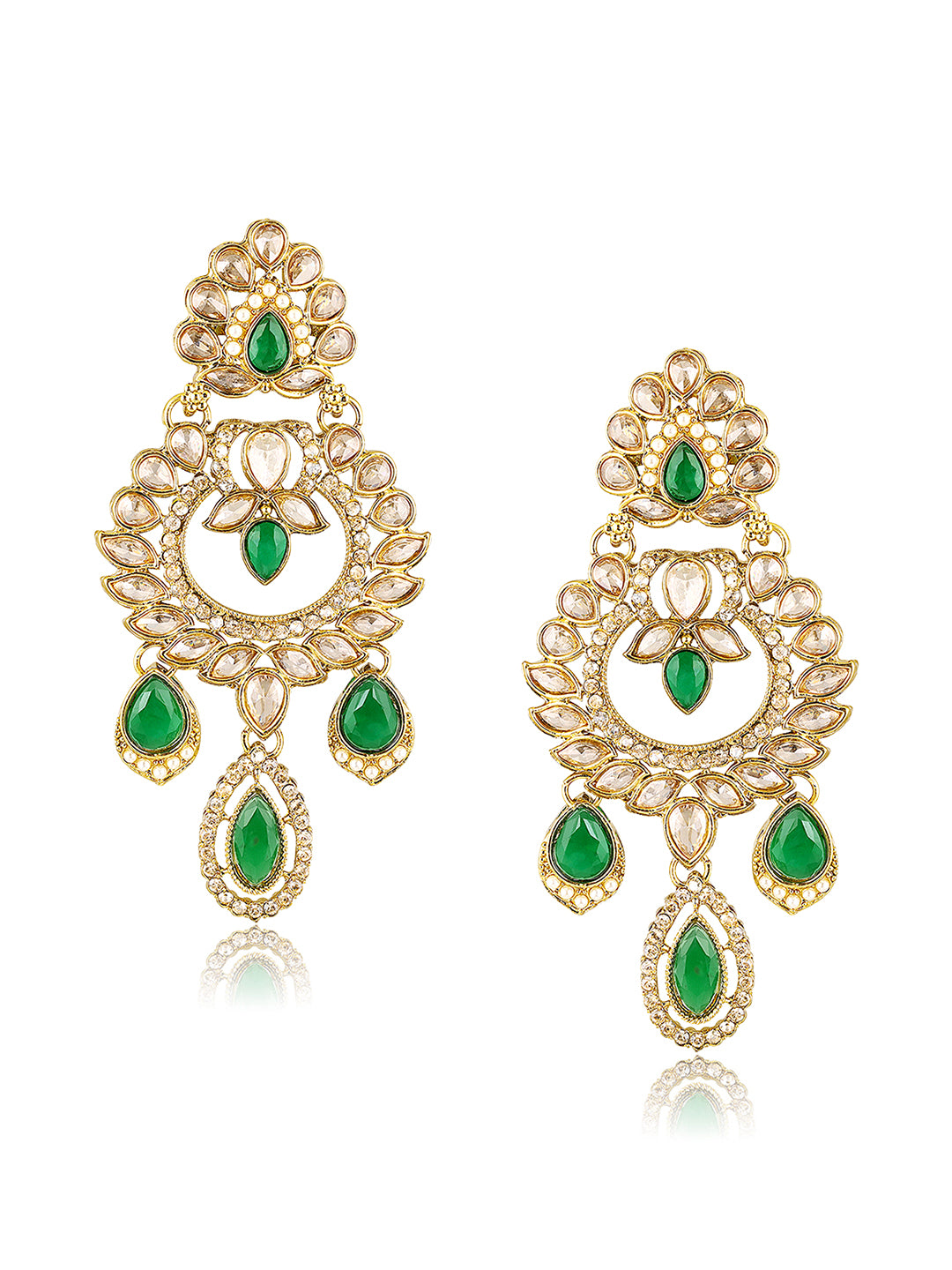 Itrani Emerald Empress Reverse AD Stone Bridal Necklace Set