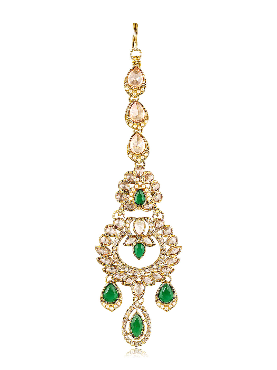 Itrani Emerald Empress Reverse AD Stone Bridal Necklace Set