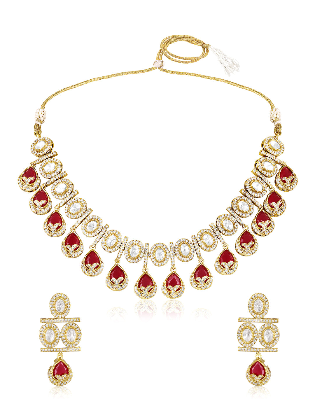 Itrani Elegant Moissanite Stone Leaf Drop Necklace Set