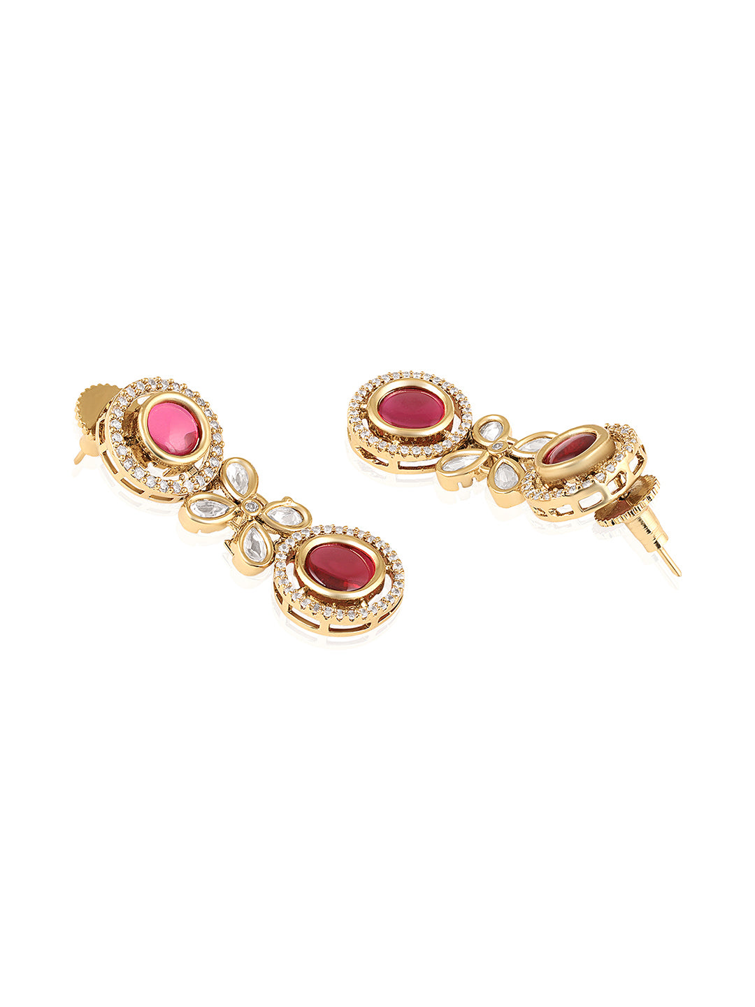 Itrani Rani Bloom Centre Stone With Clear Polki Necklace Set – Bridal Jewelry in Antique Brass