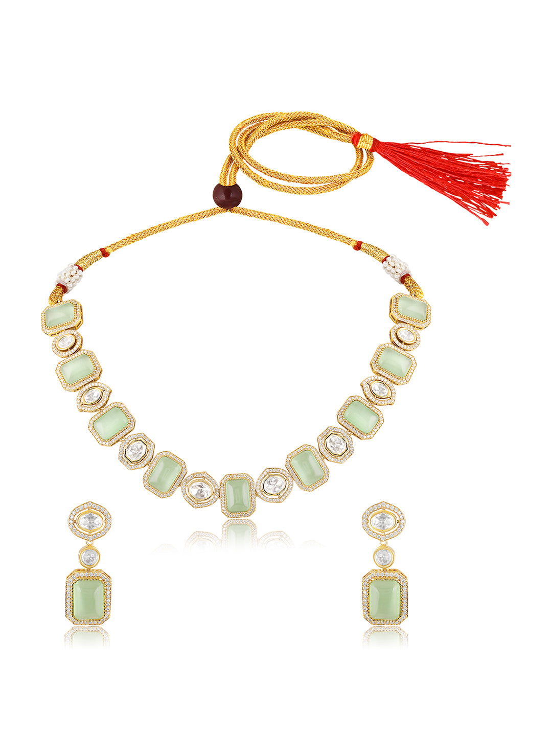 Itrani Pista green Luxe Geometric Necklace Set