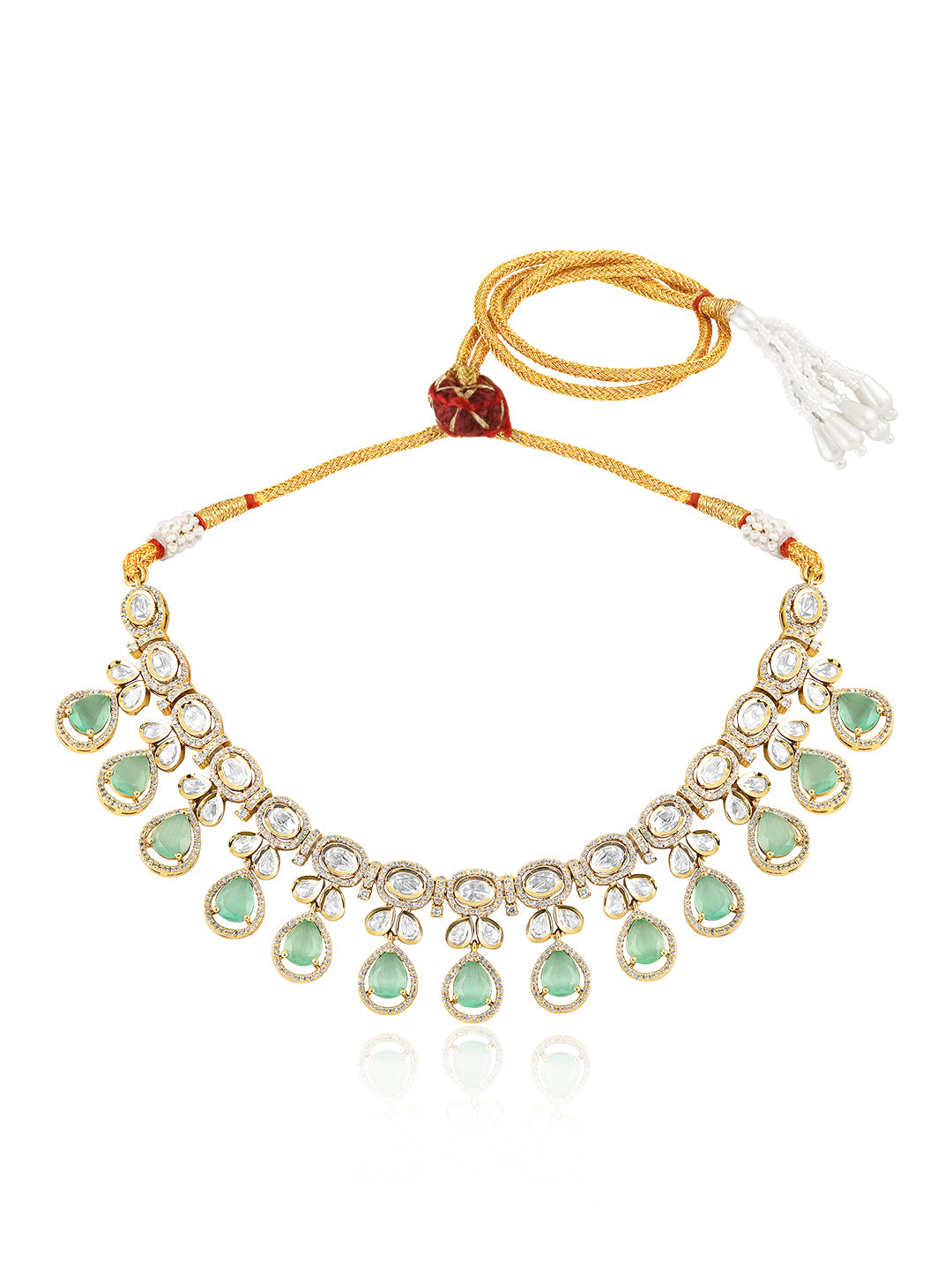 Itrani mint green Stone droplets Necklace Set – Luxe Heritage Edit
