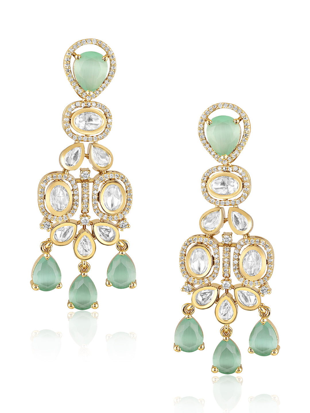 Itrani mint green Stone droplets Necklace Set – Luxe Heritage Edit
