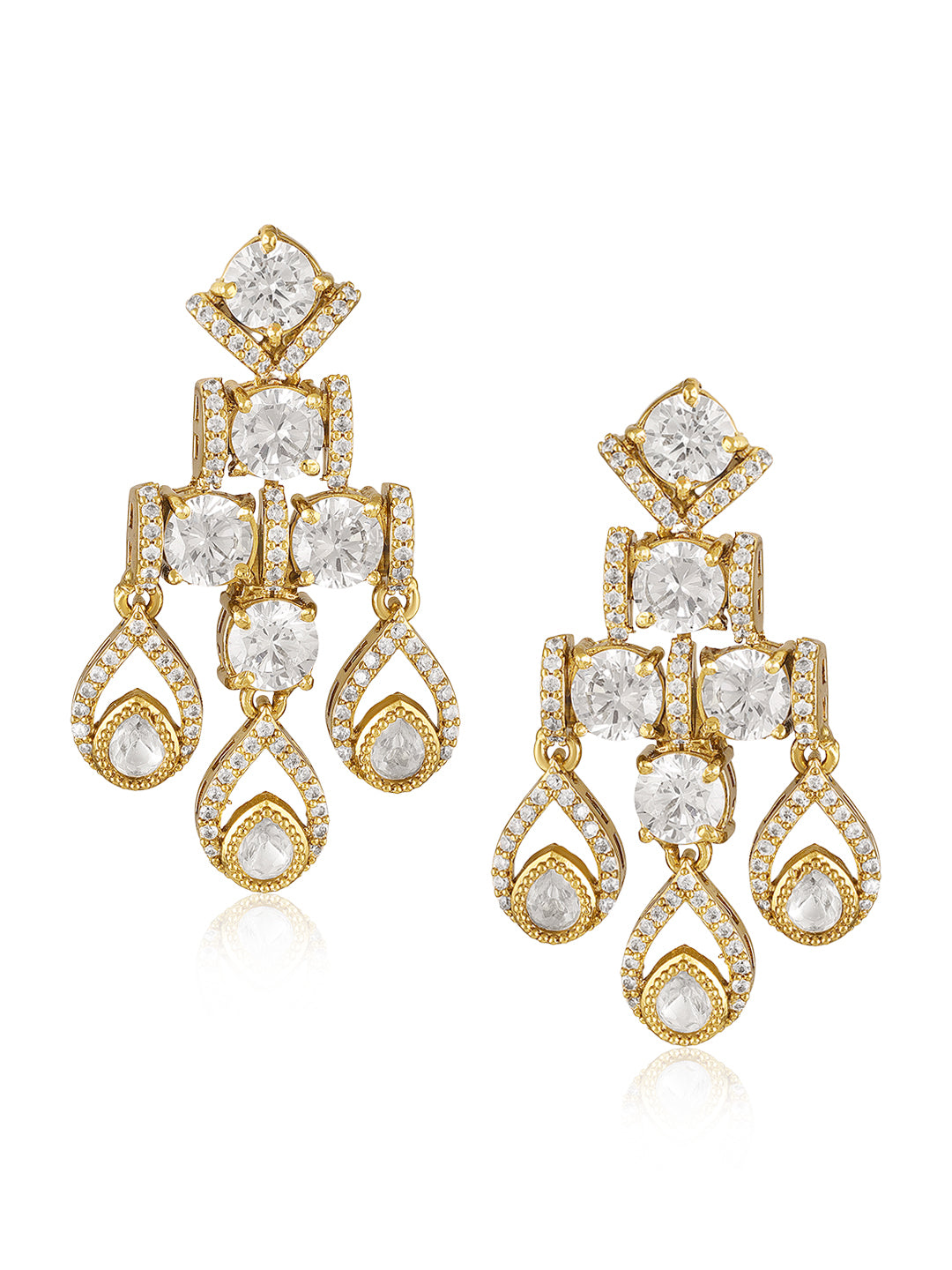 Itrani Premium Radiance Clear Polki Stone With Uncut Diamonds Necklace Set with Dangling Earring – Anti-Tarnish Brass Jewelry