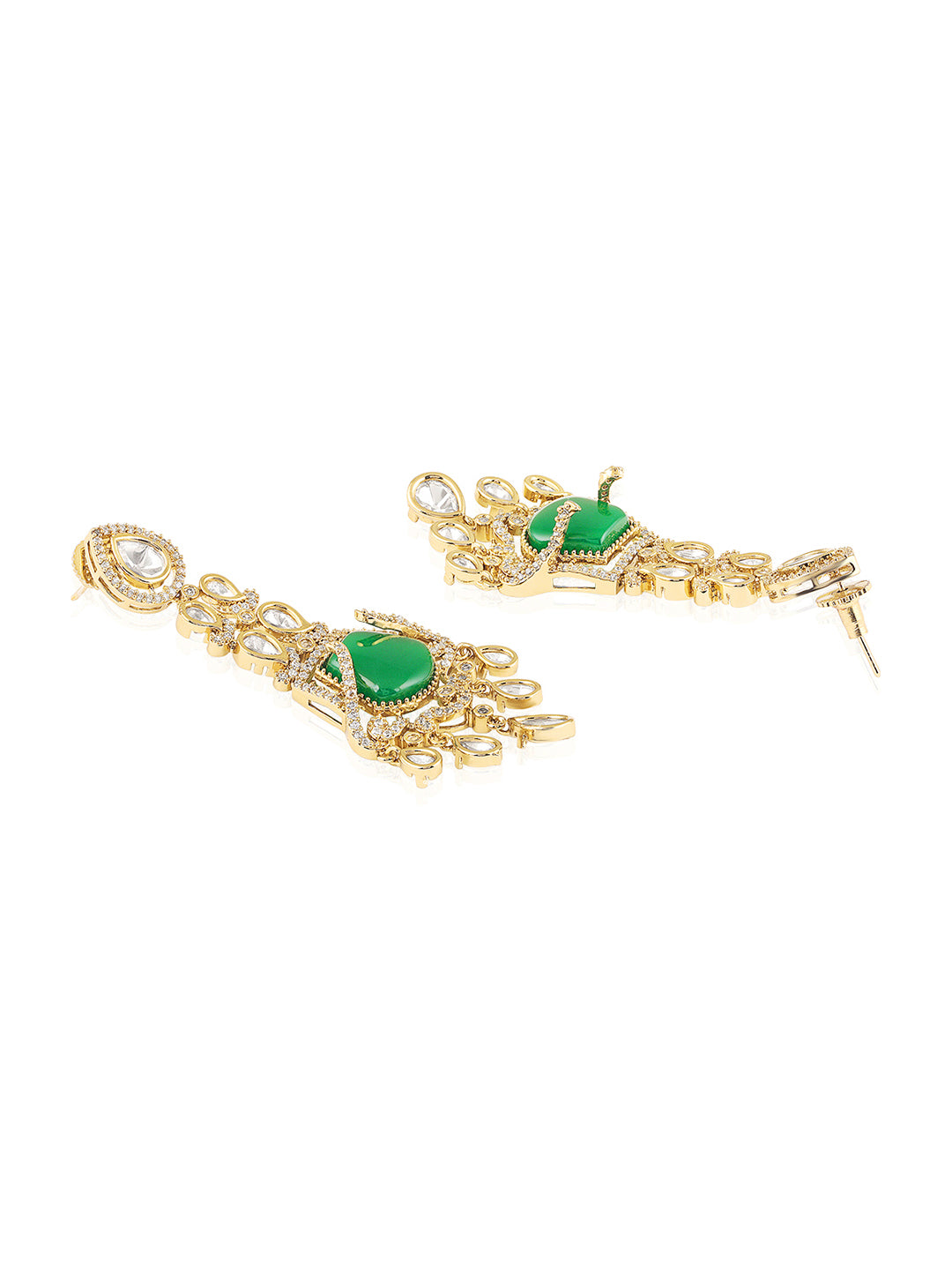 Itrani Emerald Grace Green Stone Necklace Set – Antique Brass Finish | Anti-Tarnish