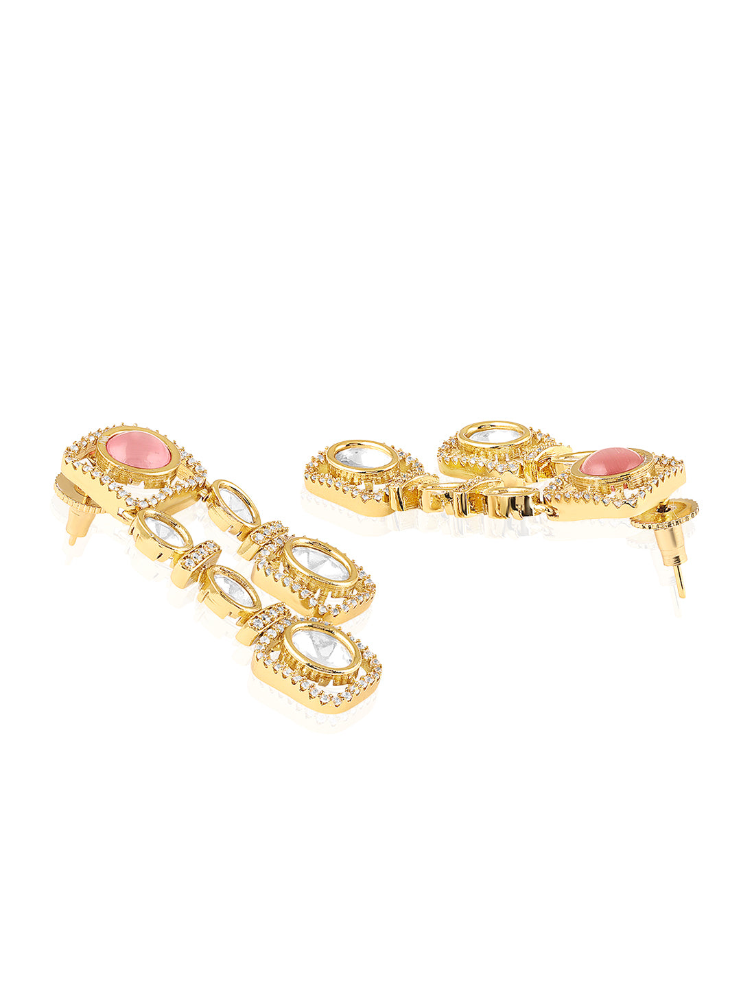 Itrani Blush Shine Pink Stone Brass Jewelry Necklace Set with Anti-Tarnish Finish