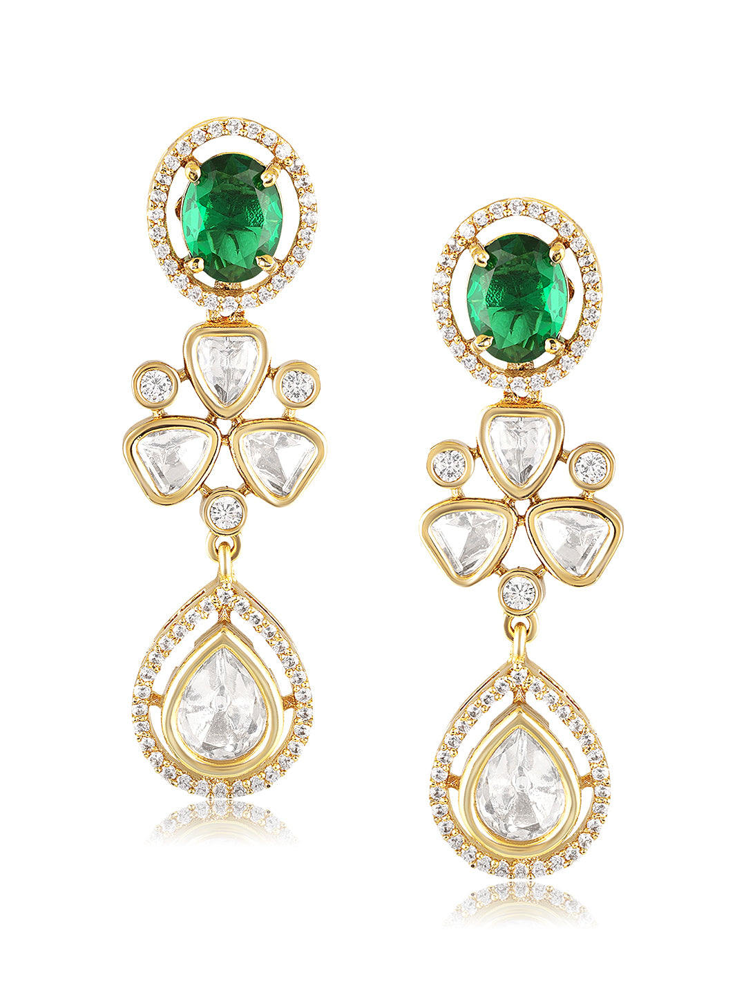 Itrani Emerald Teardrop Elegance Necklace Set – Green Setting Stone Brass Jewelry for Festive &  Wedding Wear