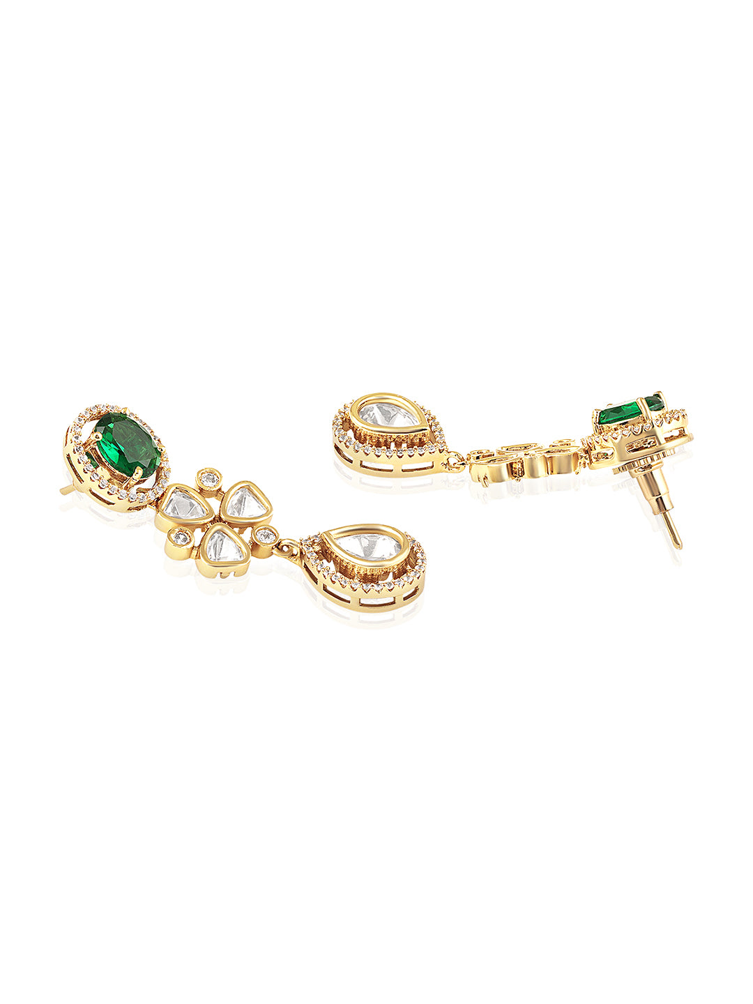 Itrani Emerald Teardrop Elegance Necklace Set – Green Setting Stone Brass Jewelry for Festive &  Wedding Wear