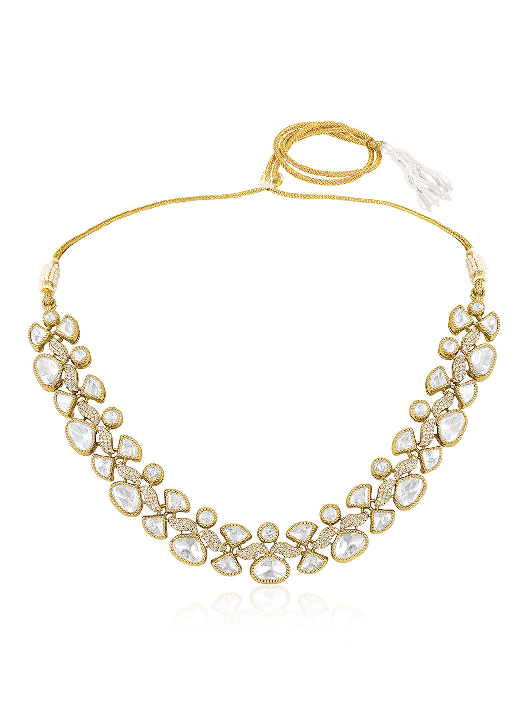 Itrani Celestial Bloom Moissonite Stone Modak Shape Designer Necklace Set