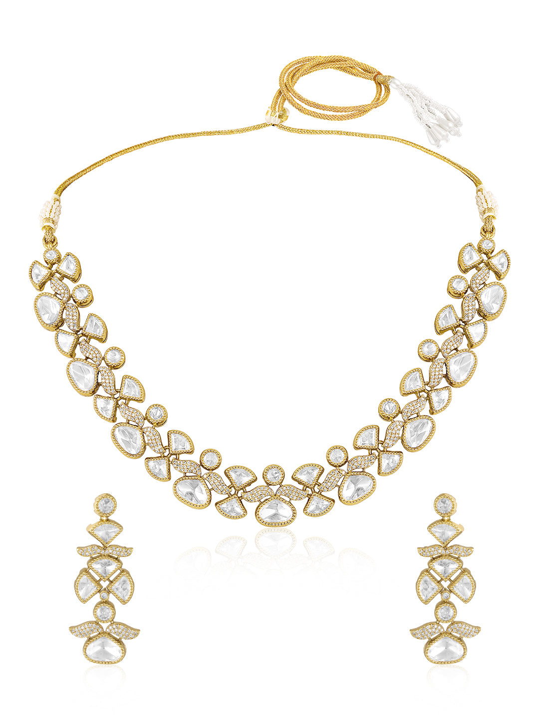 Itrani Celestial Bloom Moissonite Stone Modak Shape Designer Necklace Set