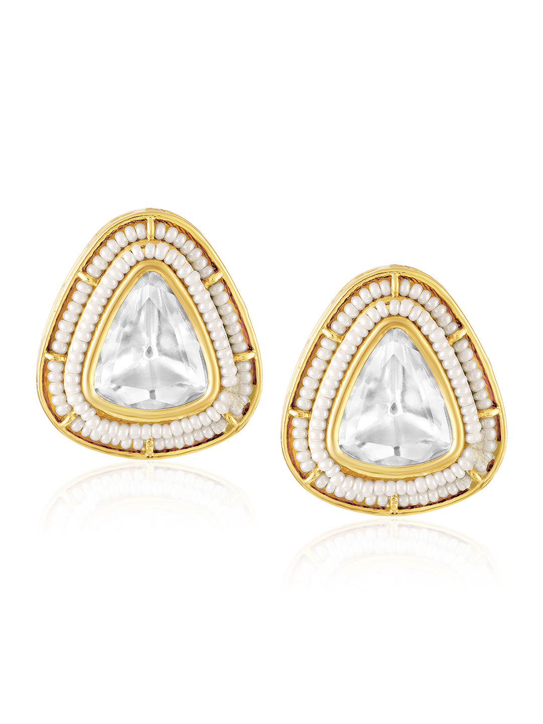 Itrani  Antique Pearl Mala With Moissanite centre Stone Pendant Necklace Set – Anti-Tarnish Brass with Moissanite and  Setting Stone Detailing