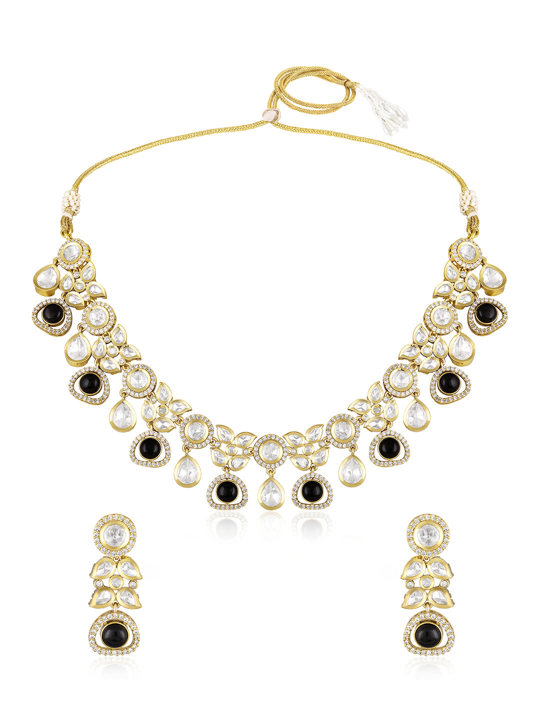 Itrani Black Beauty Moissanite,Polki Stone Necklace Set