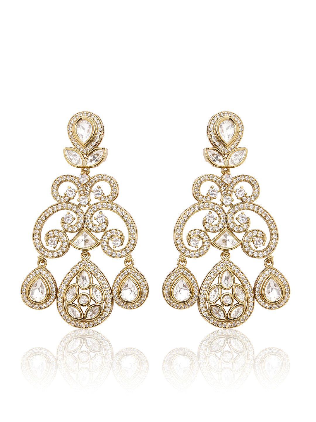 Itrani Elegant Mehendi Finish Polki American Diamond Earrings