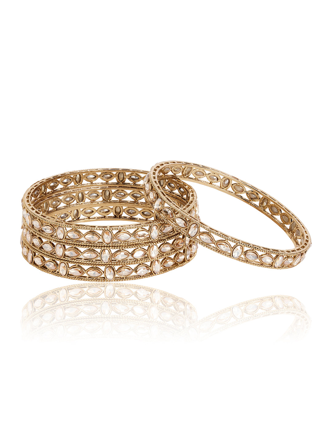 Itrani Golden Aura Stacked Bangles with Shadow Stones