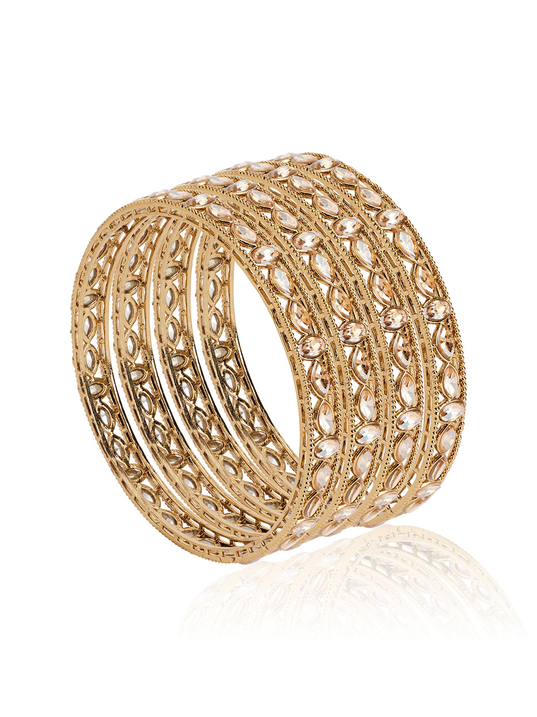 Itrani Golden Aura Stacked Bangles with Shadow Stones