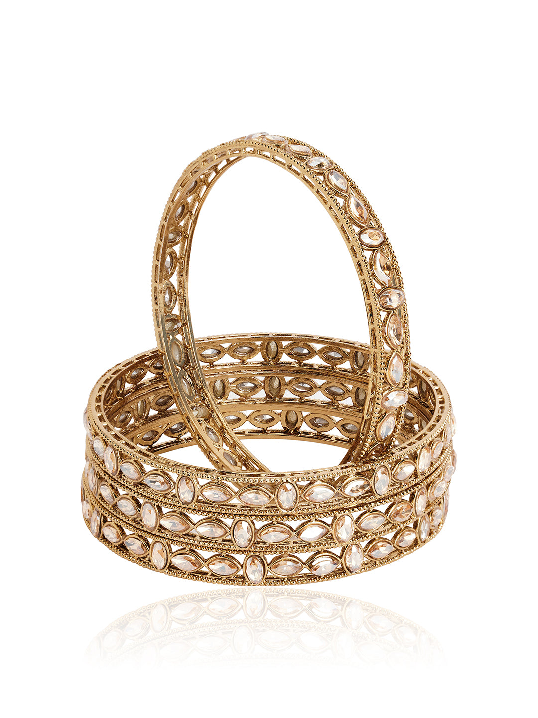 Itrani Golden Aura Stacked Bangles with Shadow Stones