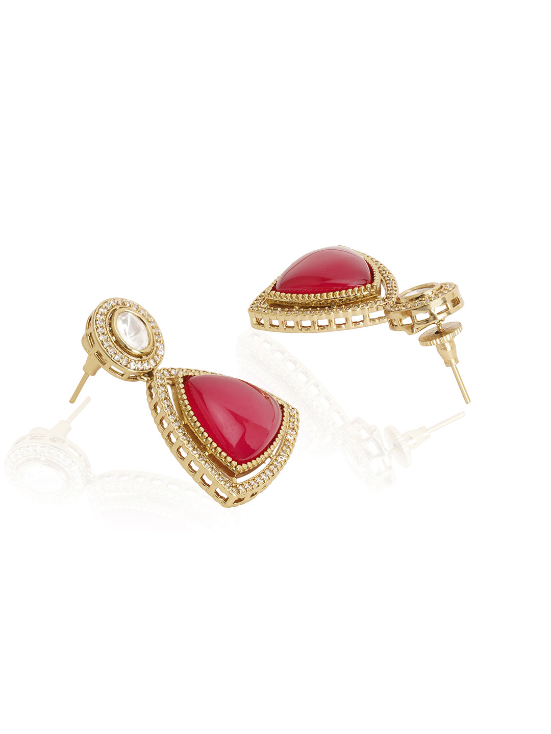 Itrani Luxe Ruby Polki American Diamond Drop Earrings