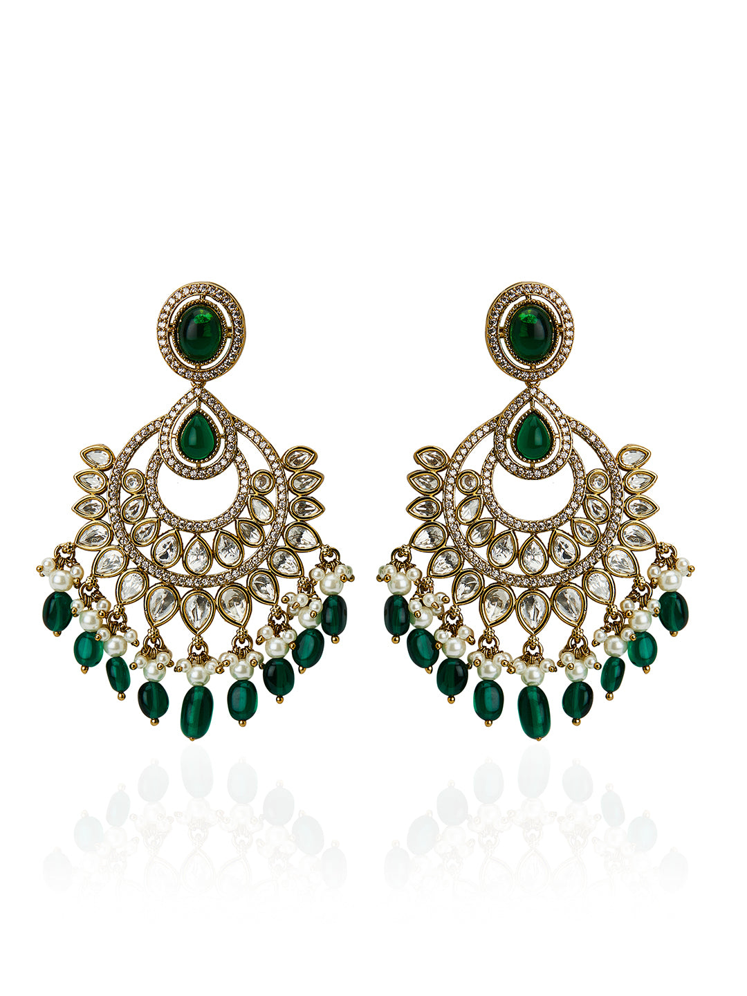 Itrani Elegant Kundan Polki & Emerald Bridal Necklace Set