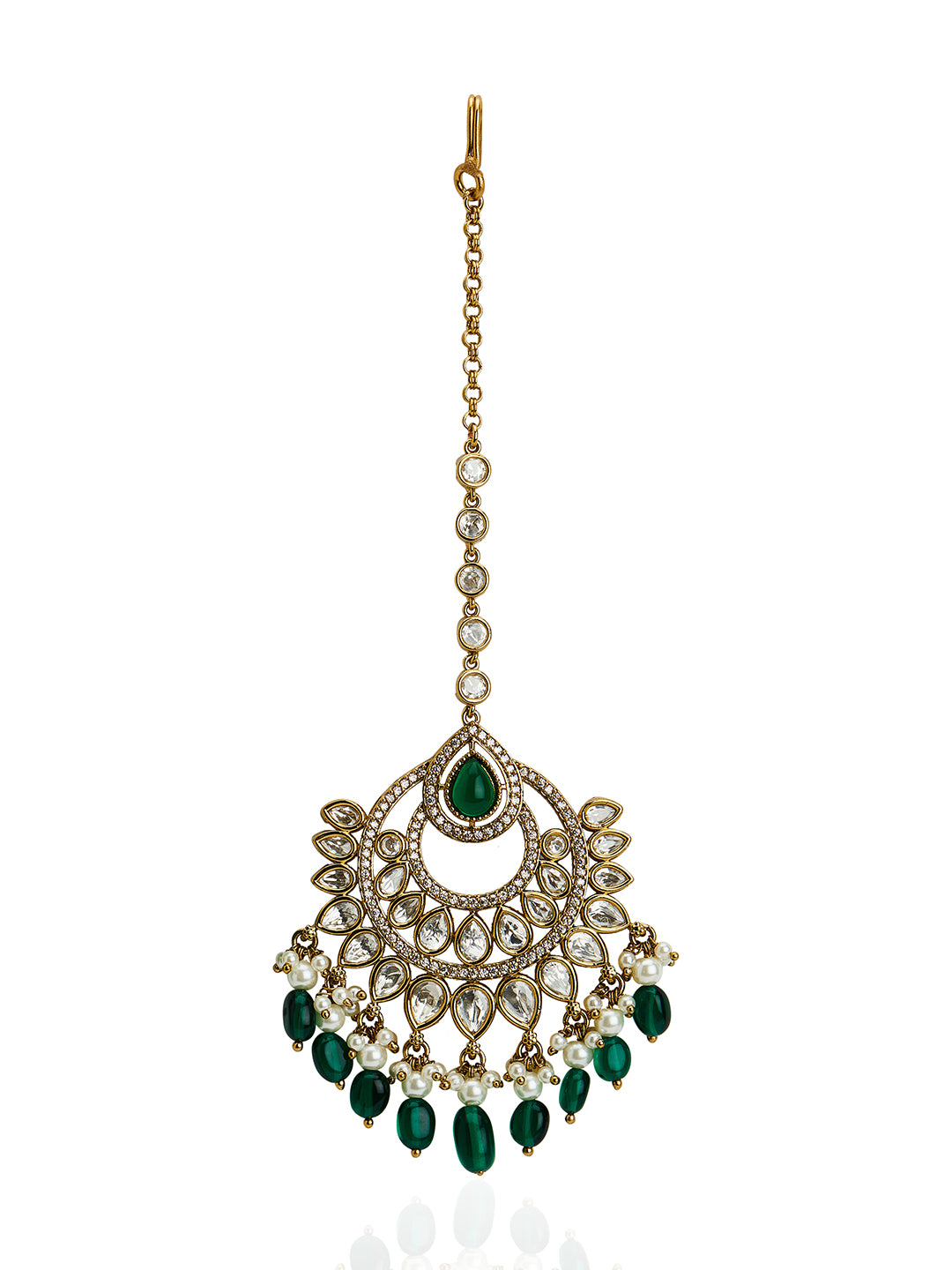 Itrani Elegant Kundan Polki & Emerald Bridal Necklace Set