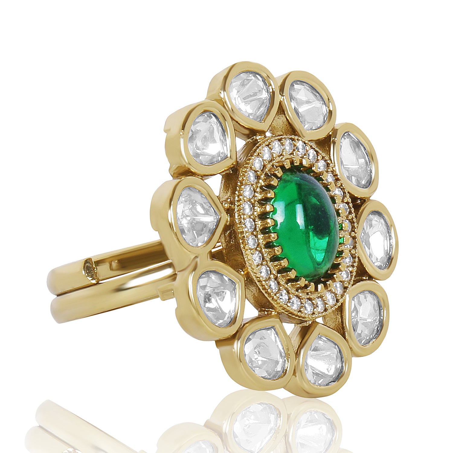 Itrani Emerald Polki Blossom Ring