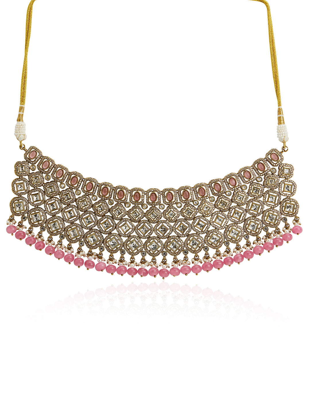 Itrani Pink Royale Polki Bridal Necklace Set