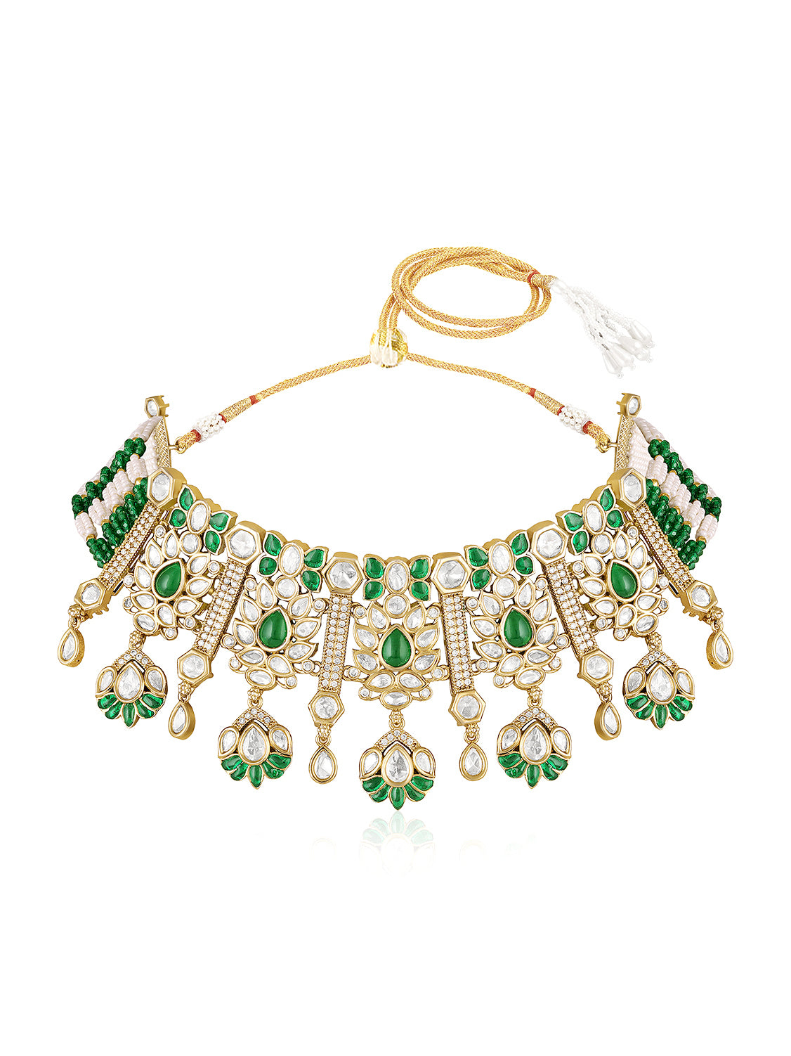 Itrani Emerald Meenakari Maharani Mini Bridal Choker Necklace Set