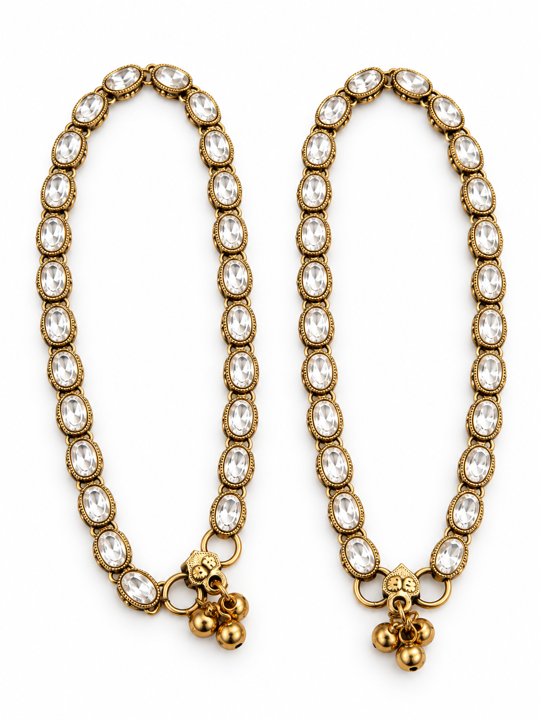 Itrani Noor Oval Stone Ghungroo Anklets (Pair)