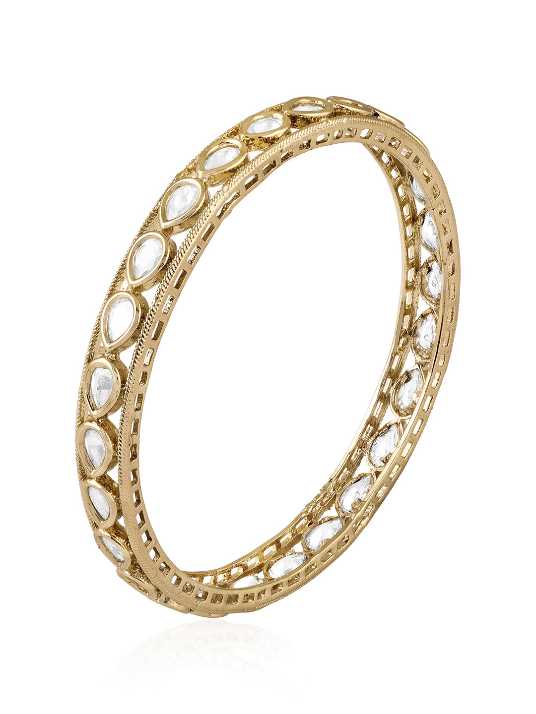 Itrani Antique Polish Polki Stone Bangles – Anti-Tarnish Traditional Brass Bangles for Women