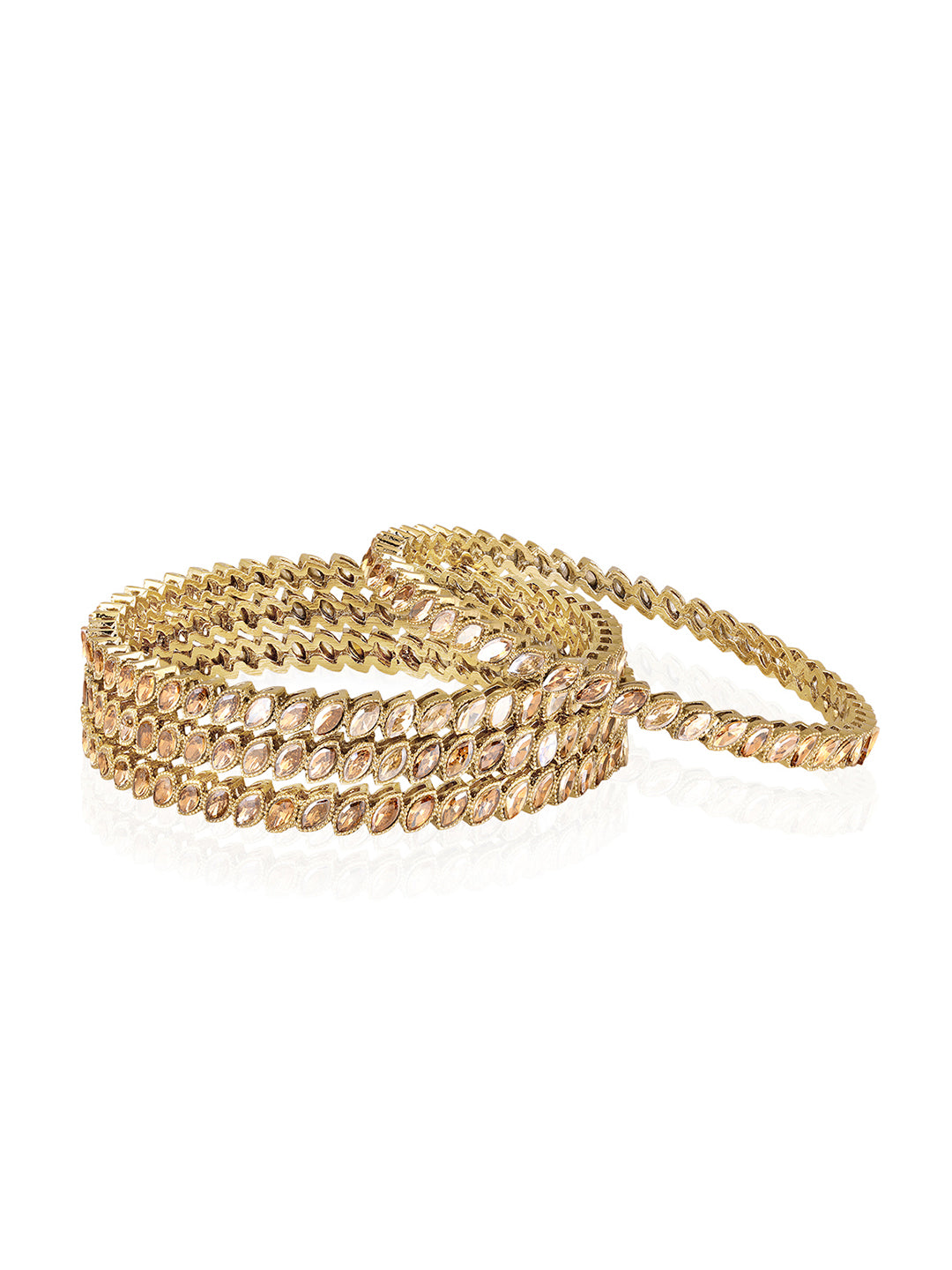 Itrani Reverse AD Shadow Stone Bangles – Traditional Brass Bangles with Dangle Charm