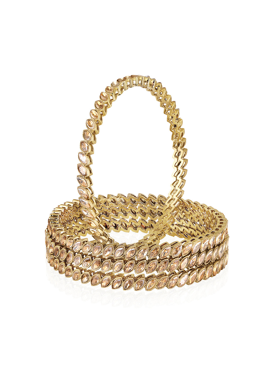 Itrani Reverse AD Shadow Stone Bangles – Traditional Brass Bangles with Dangle Charm