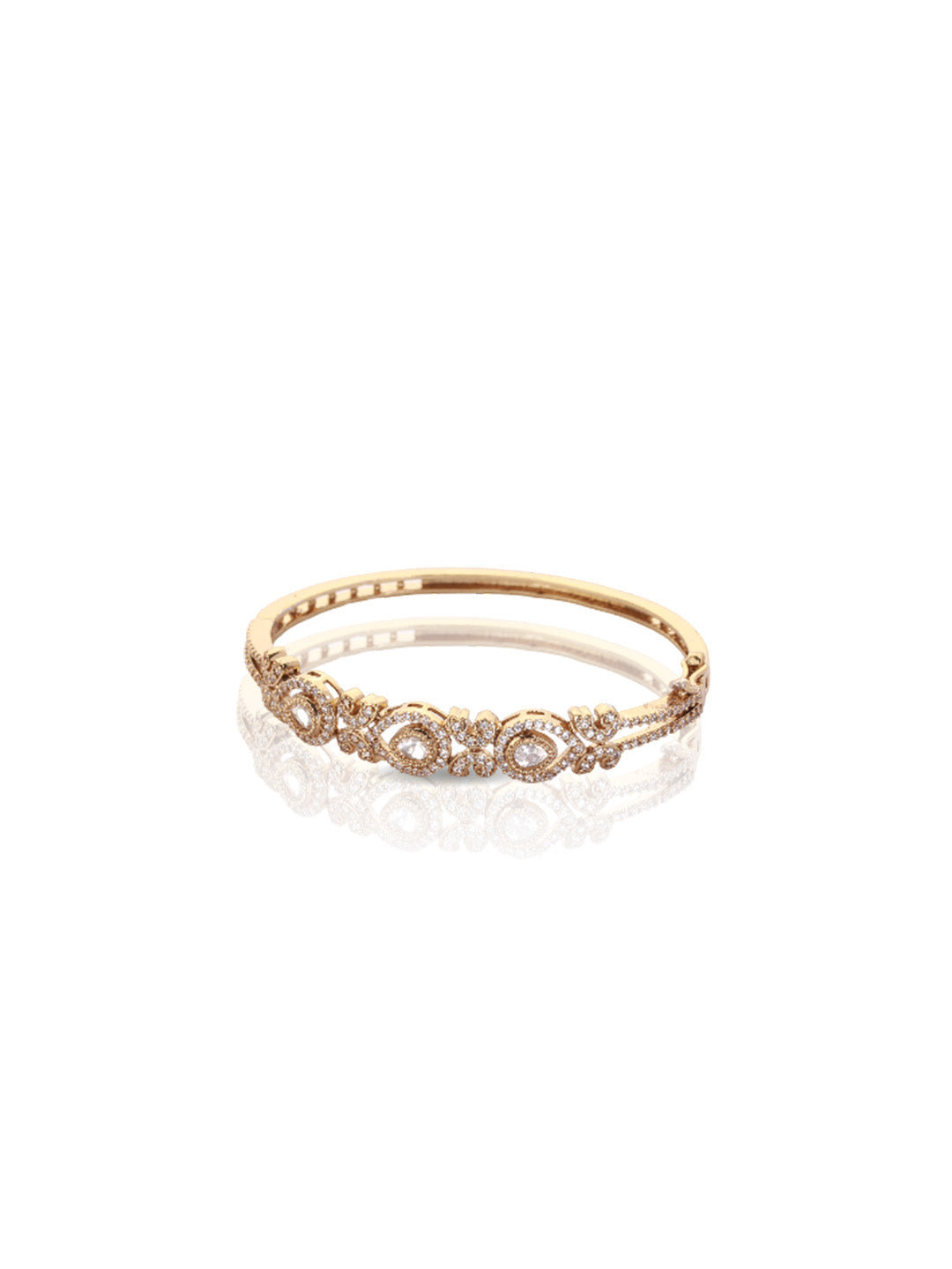 Itrani Elegant Clear Polki Stone Brass Bracelet – Anti-Tarnish Designer Bracelet for Women