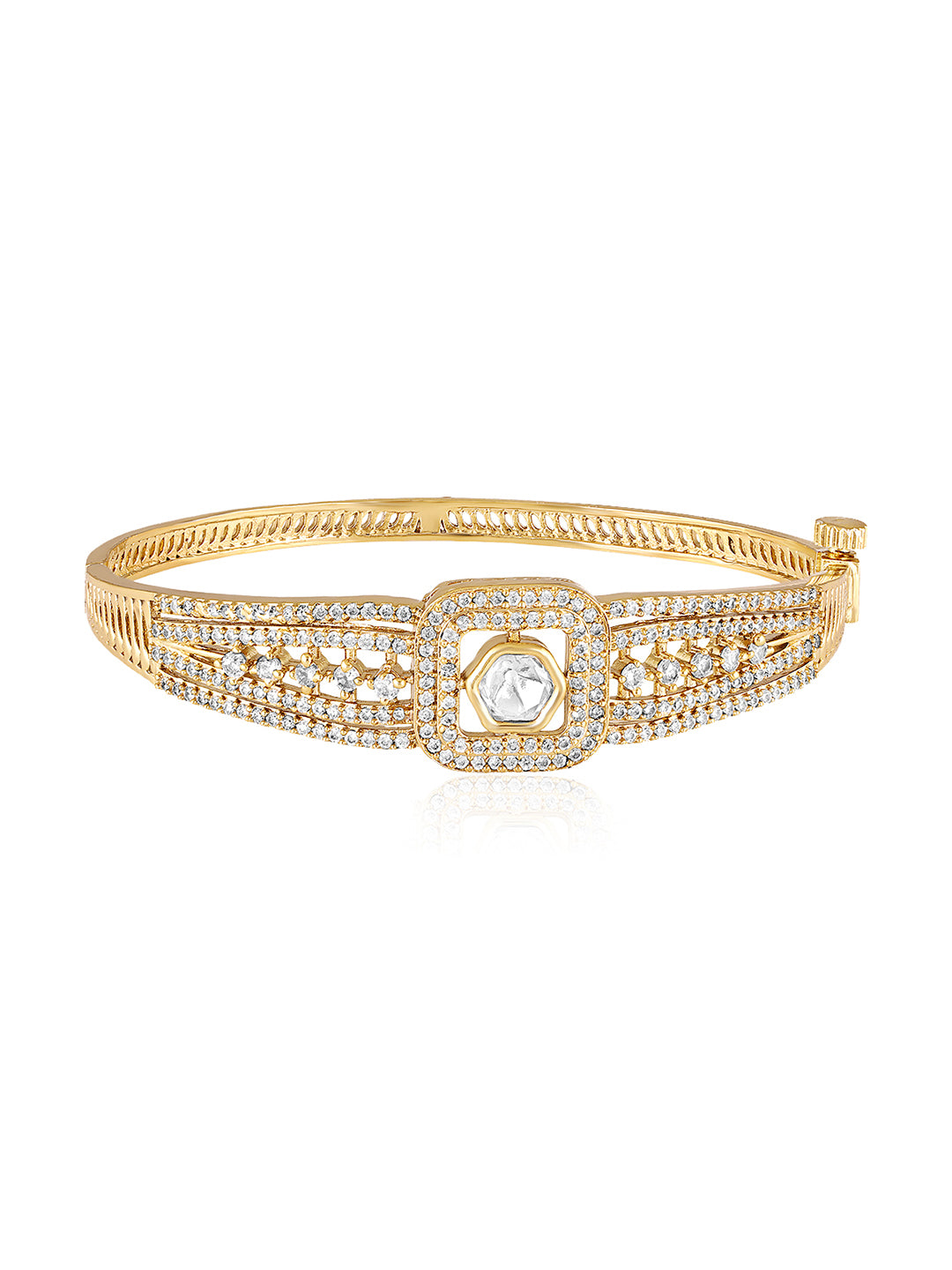 Itrani Noor Clear Polki Stone Brass Bracelet