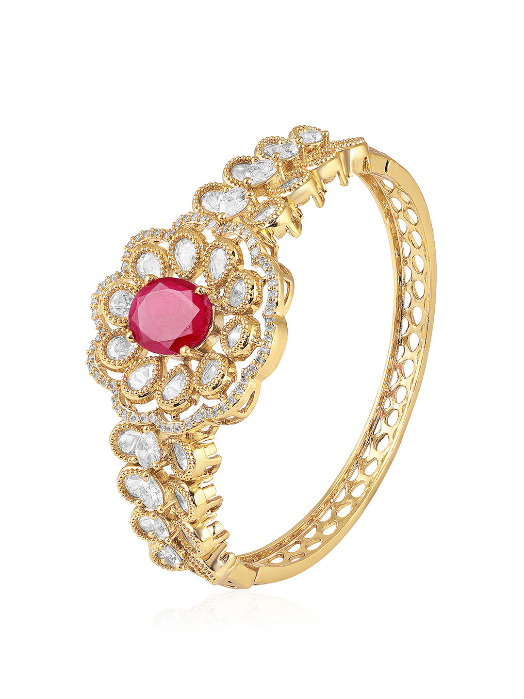 Itrani Blush Bloom Ruby Antique Brass Bracelet