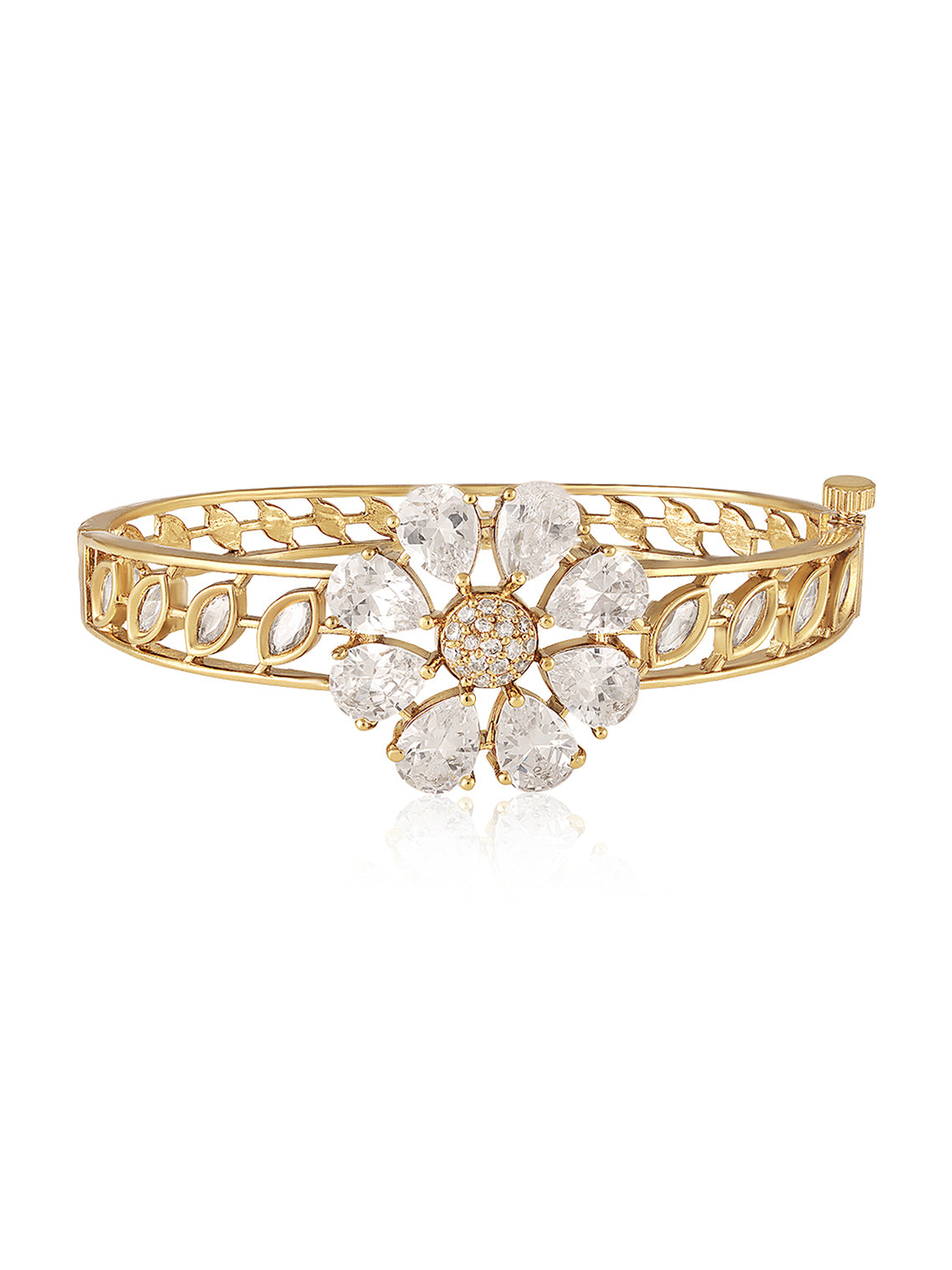 Itrani Sparkling Blossom Crystal clera Uncut Diamond Brass Bracelet
