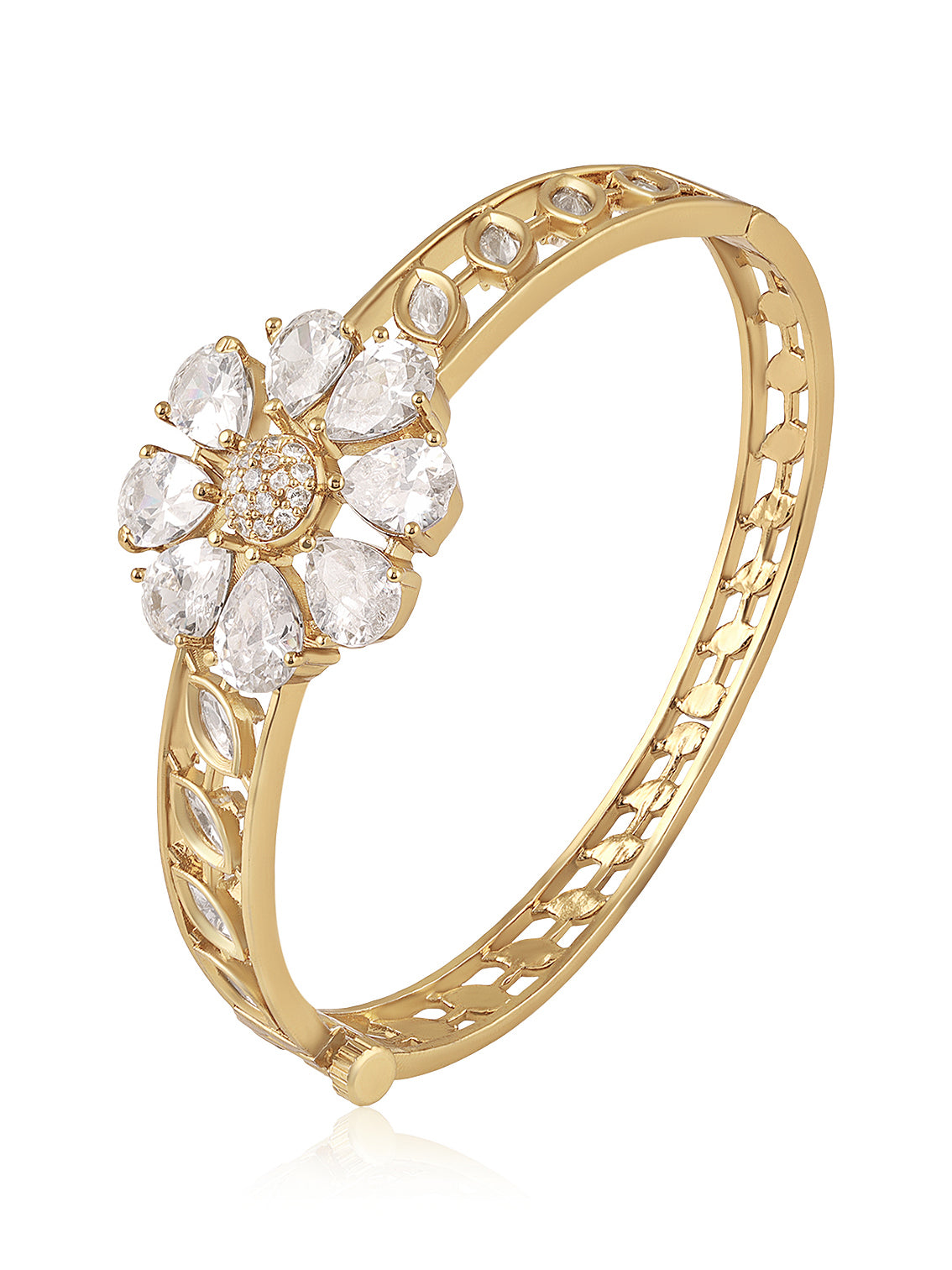 Itrani Sparkling Blossom Crystal clera Uncut Diamond Brass Bracelet