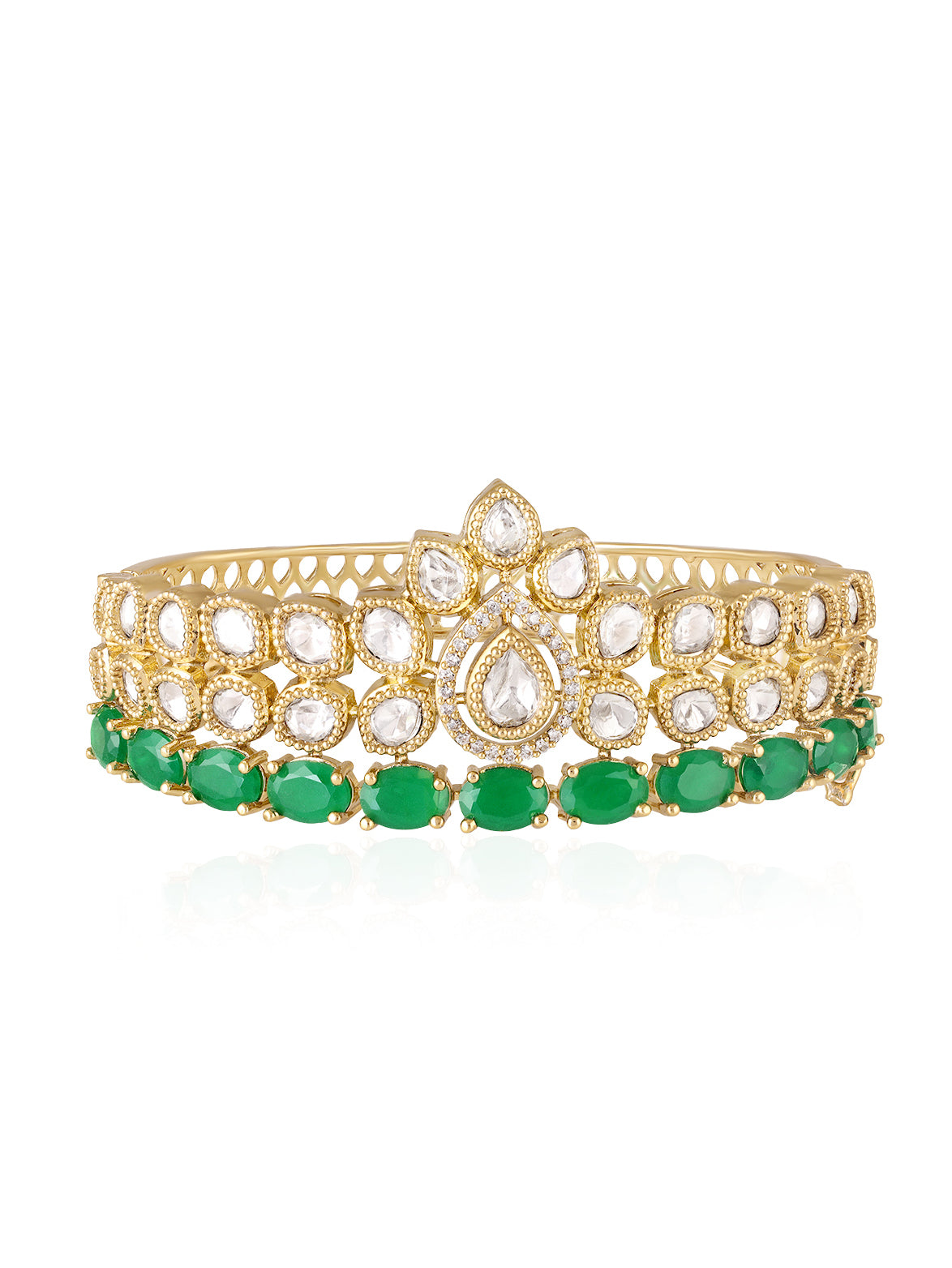 Itrani Luxe Emerald Uncut Diamond Brass Bracelet