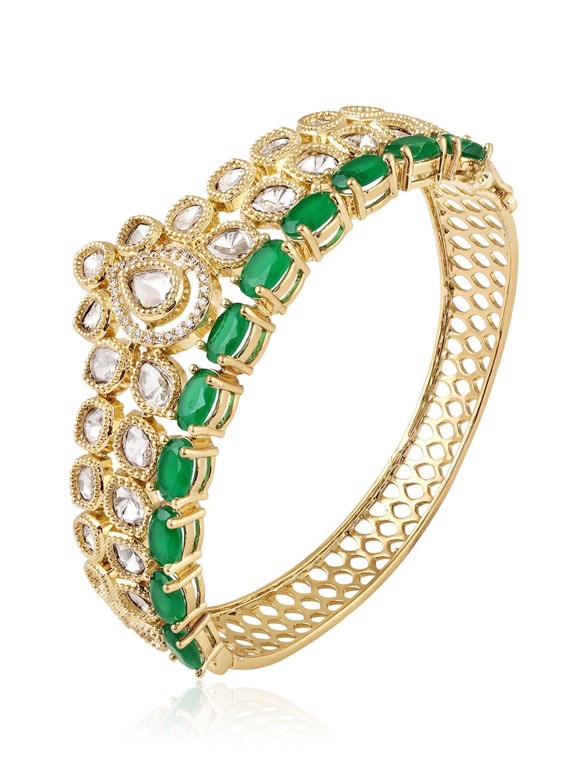 Itrani Luxe Emerald Uncut Diamond Brass Bracelet