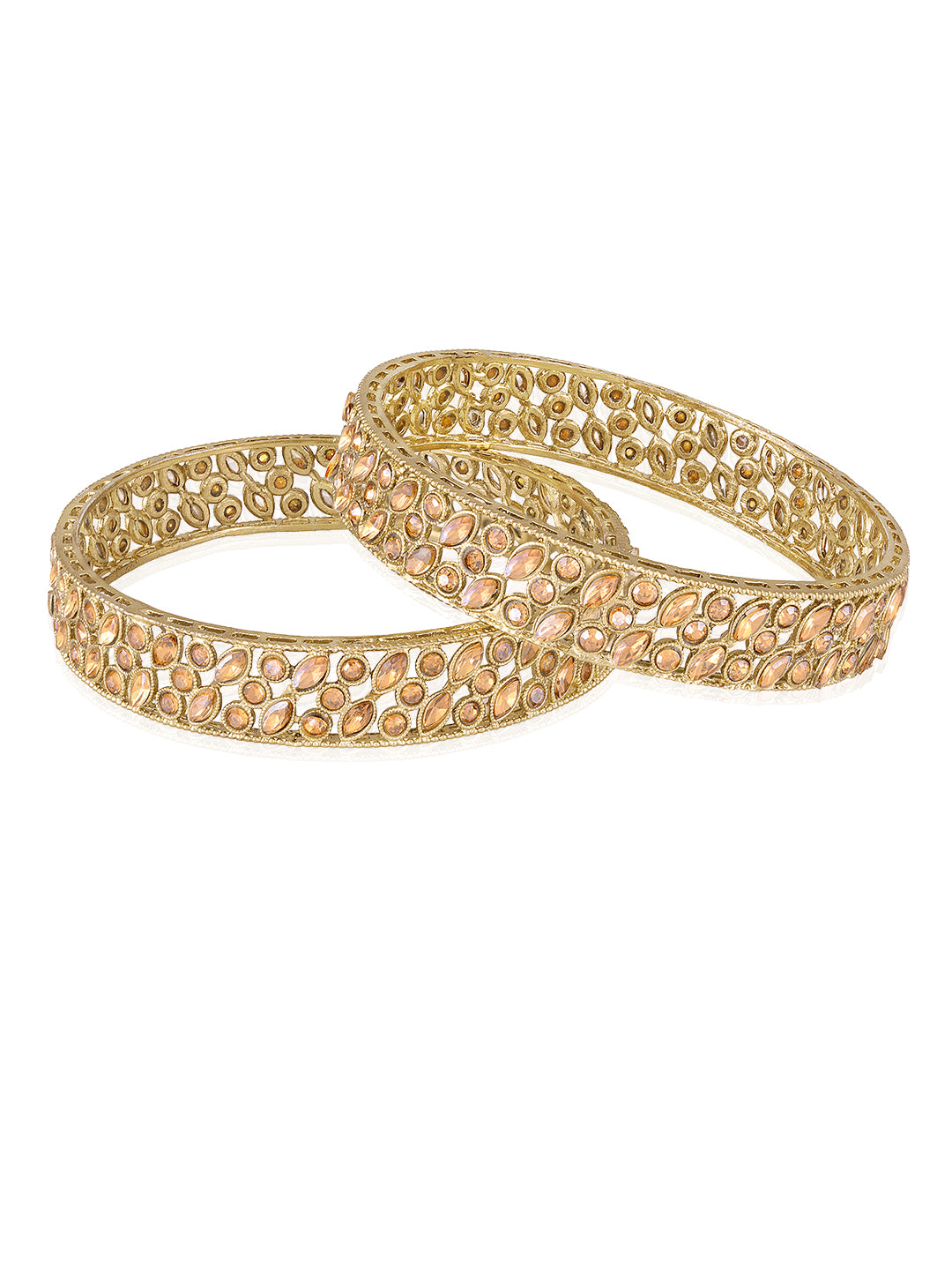 Itrani Golden Champagne Stone Statement Bangles