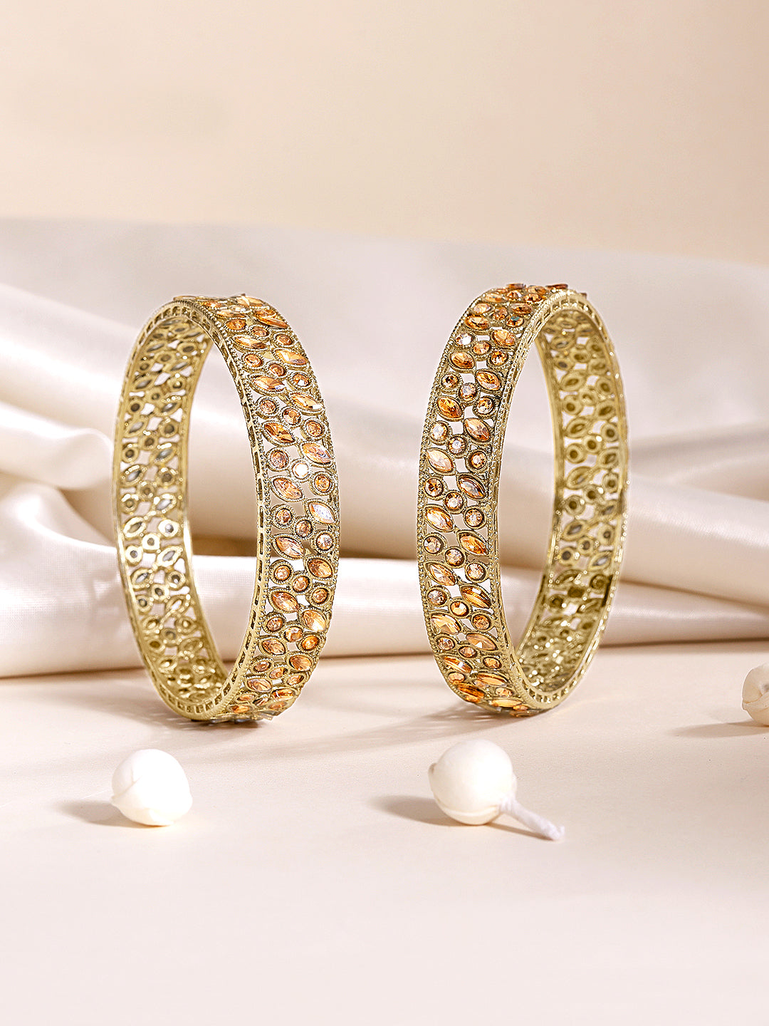 Itrani Golden Champagne Stone Statement Bangles