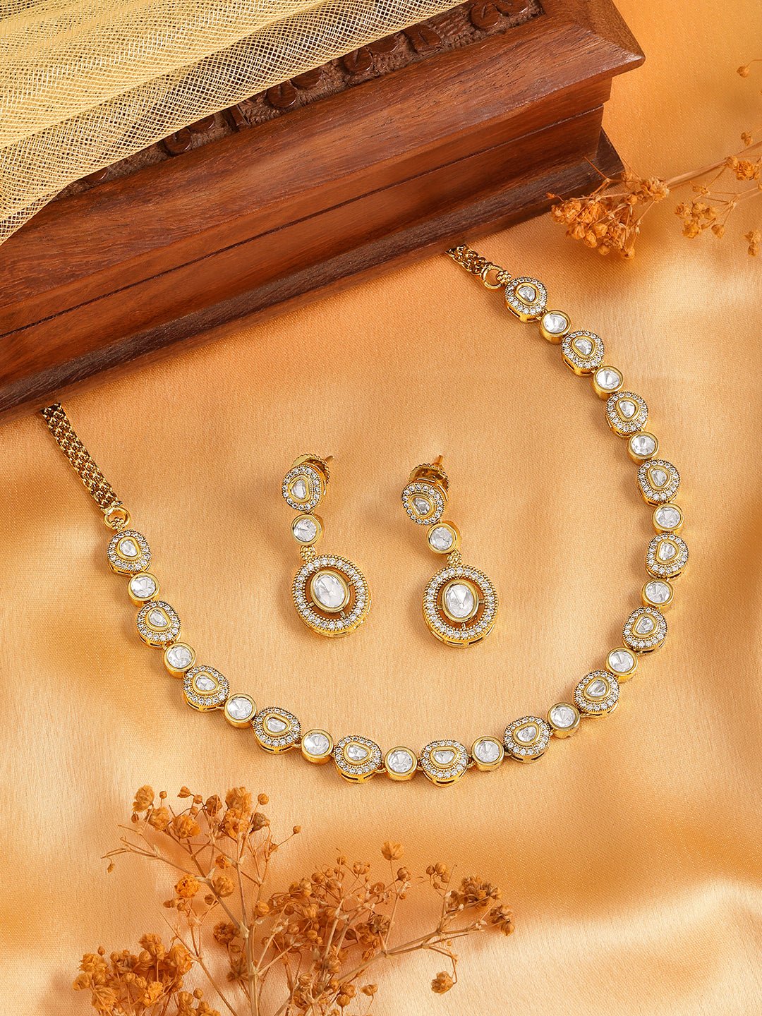 Itrani Gilded Grace  Pink Stone Necklace Set
