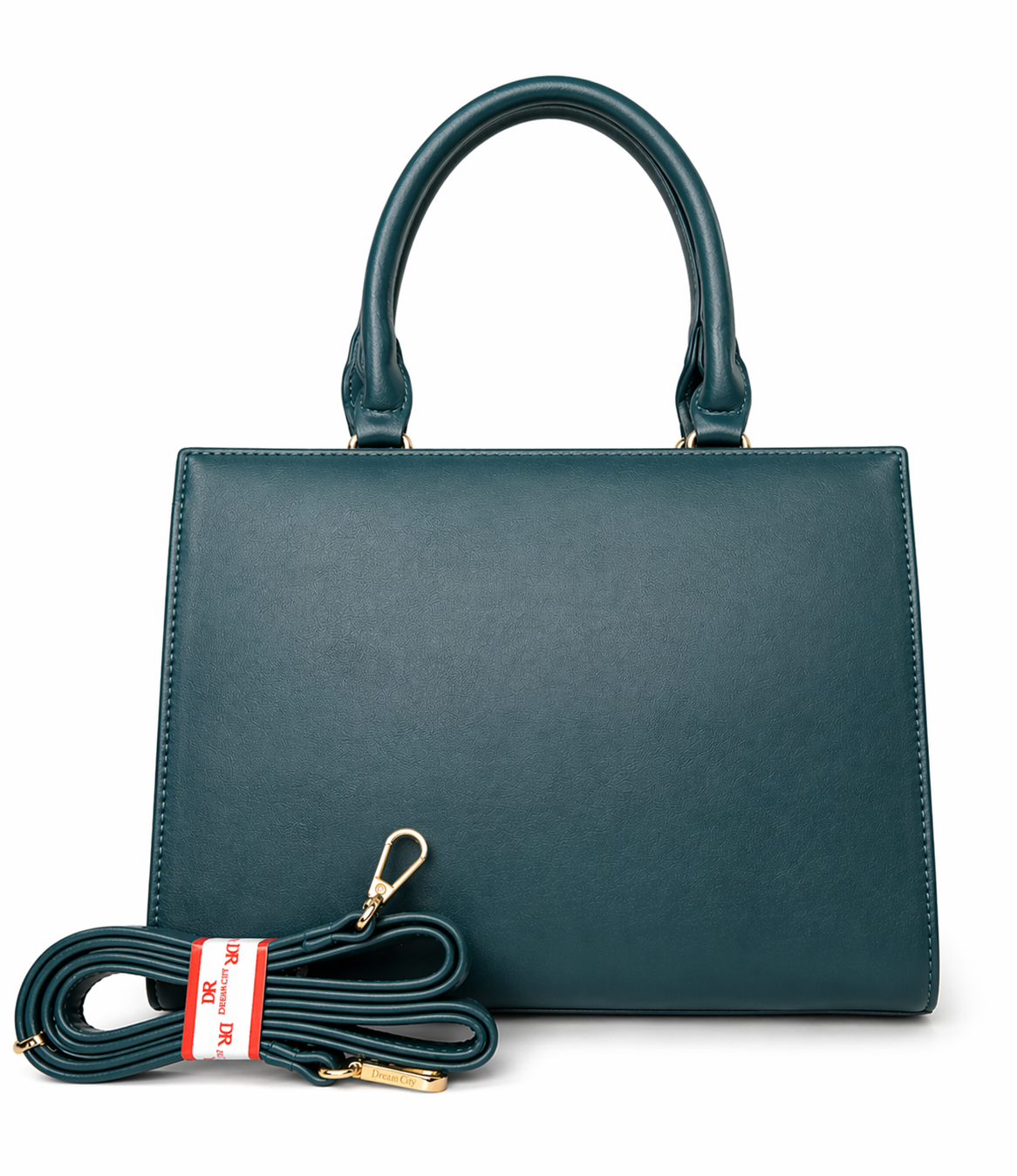 Teal Floral Embossed Top Handle Satchel Bag