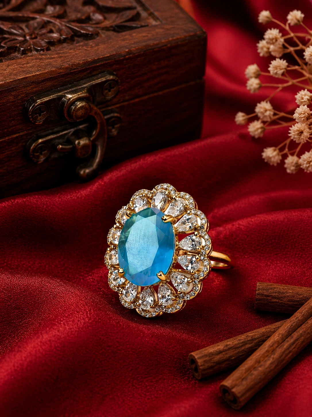 Itrani Azure Bloom Multi Colour Centre Piece Stud Fingure Rings