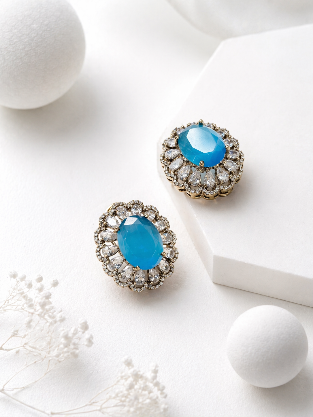 Itrani Azure Bloom Multi Colour Centre Piece Stud Earrings